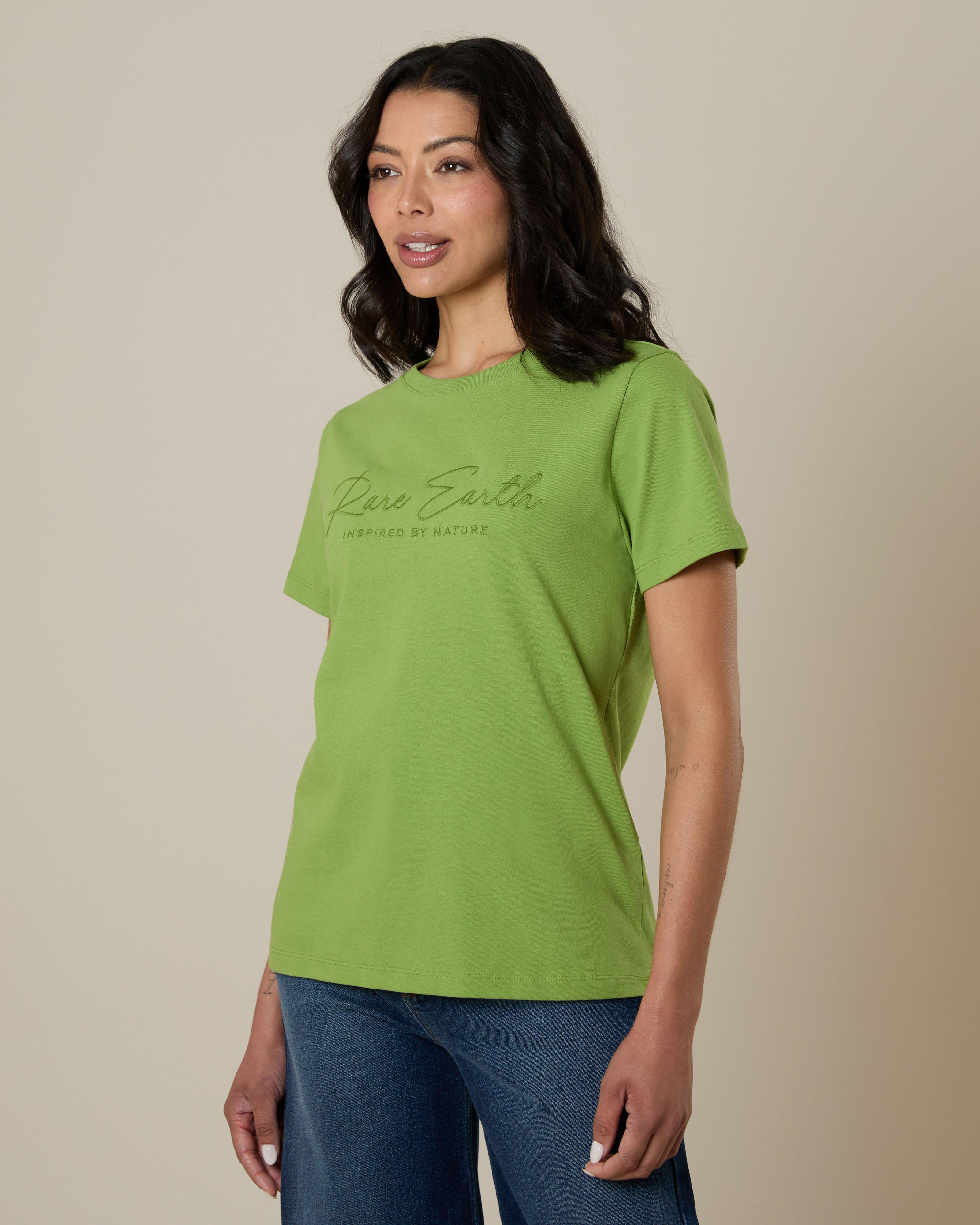 Rare Earth Women's Linn Branded Logo T-Shirt -  Chartreuse