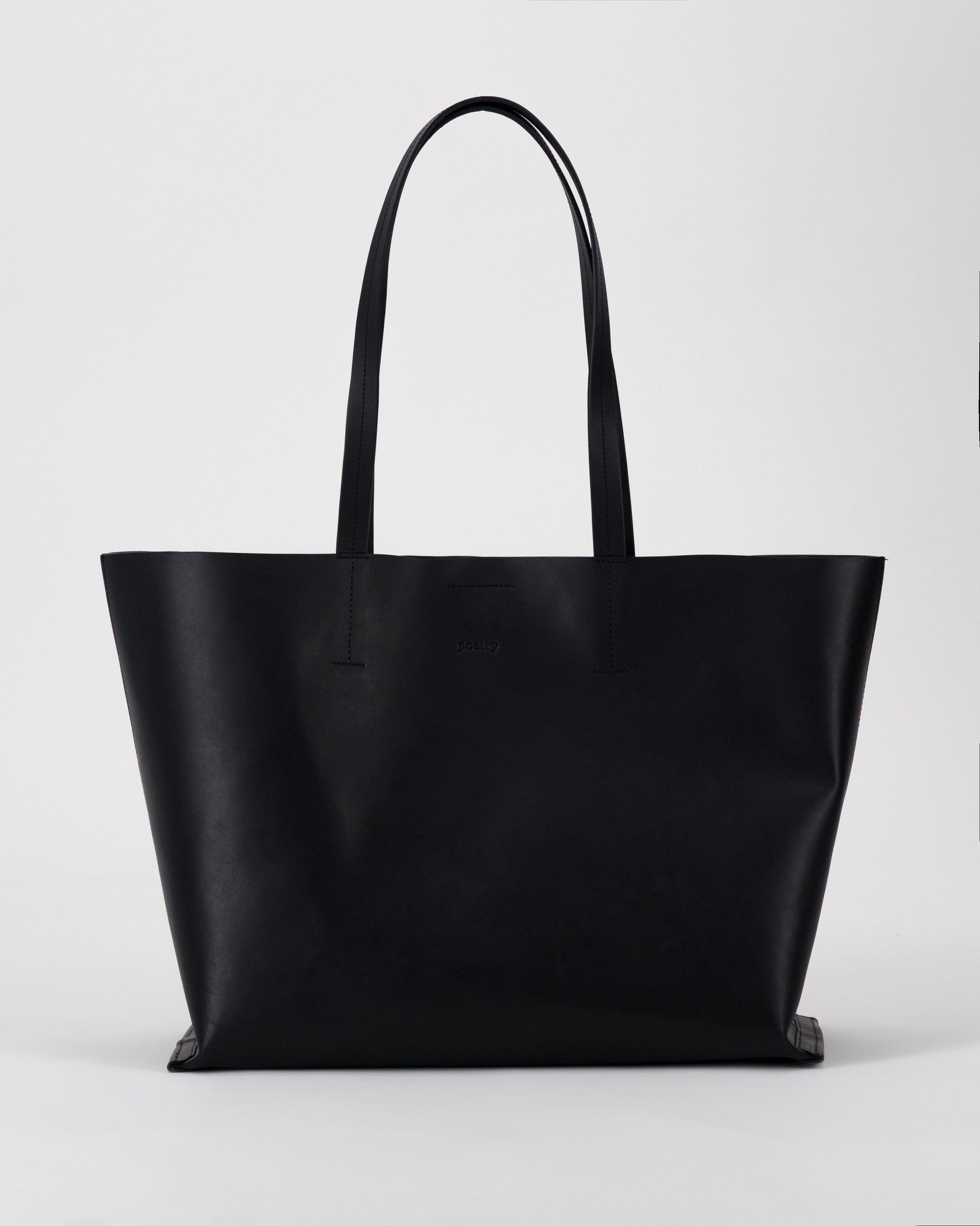 Lou Luxe Large Leather Tote -  Black