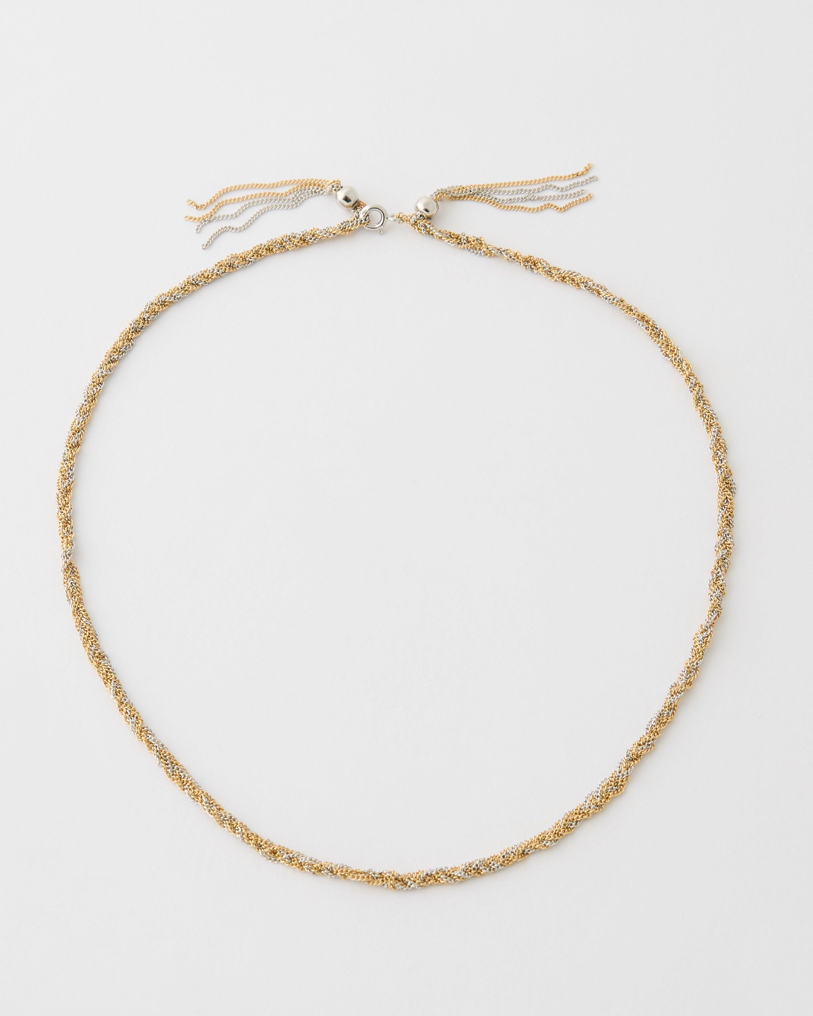 Plaited Delicated Chain Necklace -  Gold
