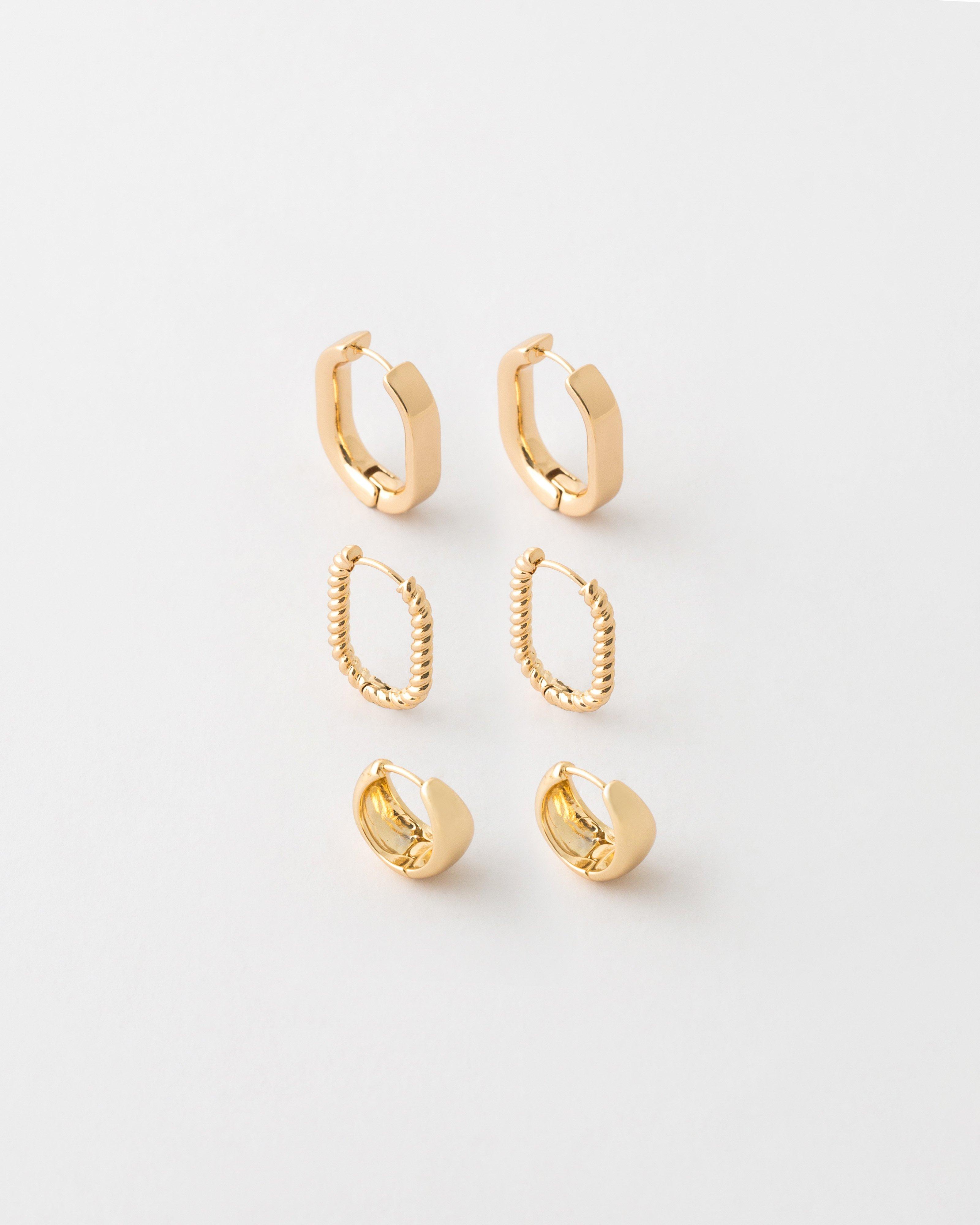 Mixed Huggie Earring Pack -  Gold