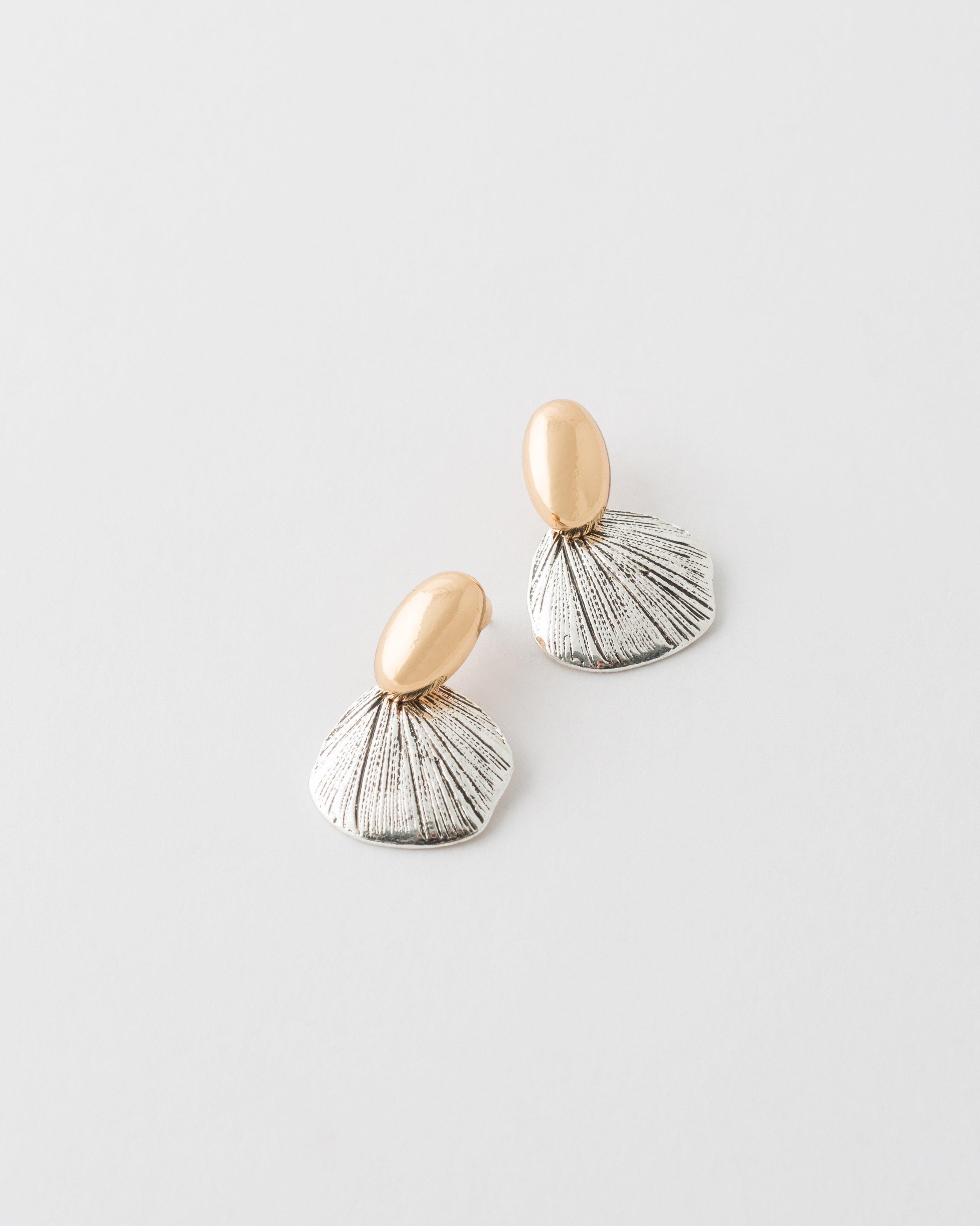 Two Tone Earrings -  Gold
