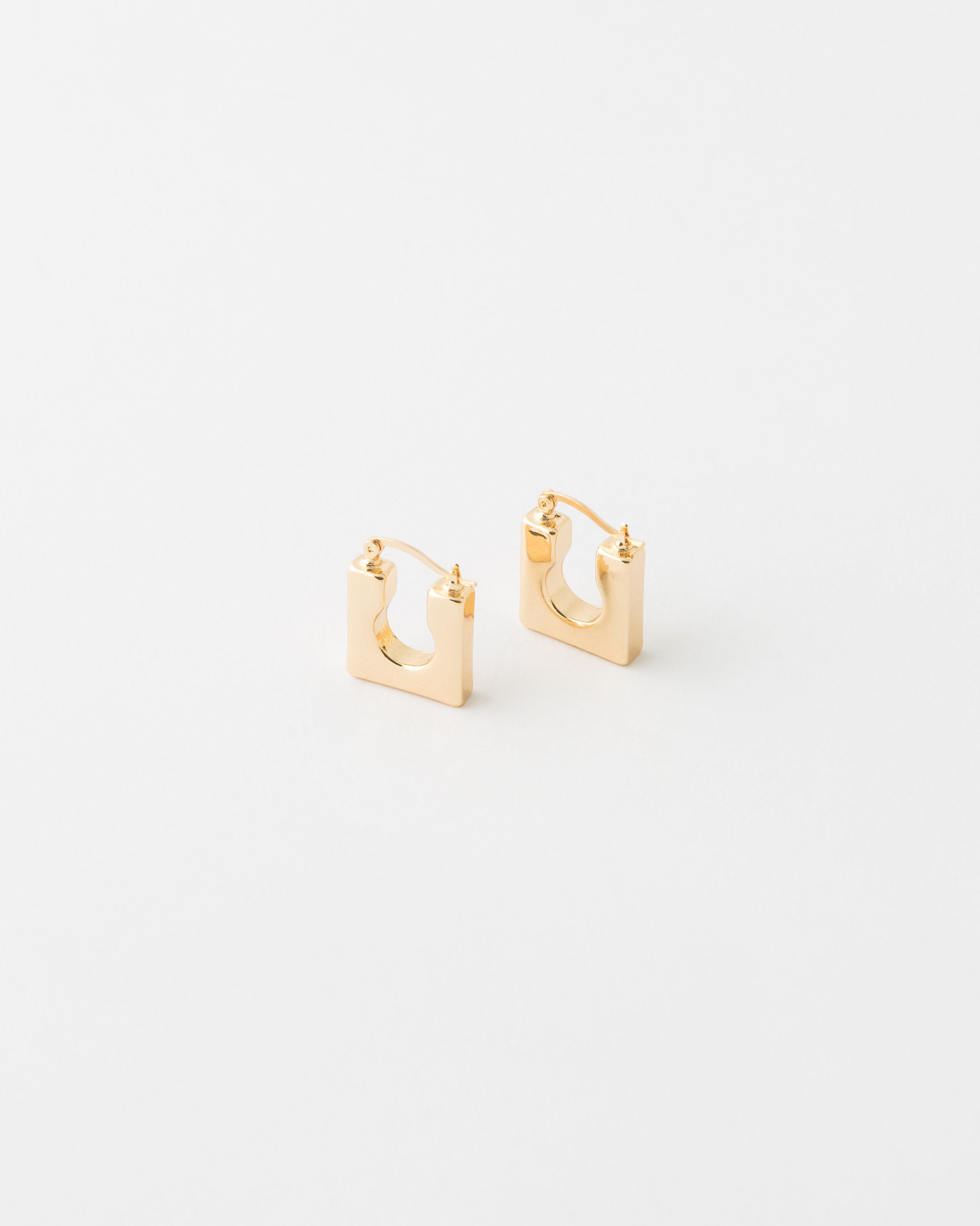  Stainless Steel Square Earrings -  Gold