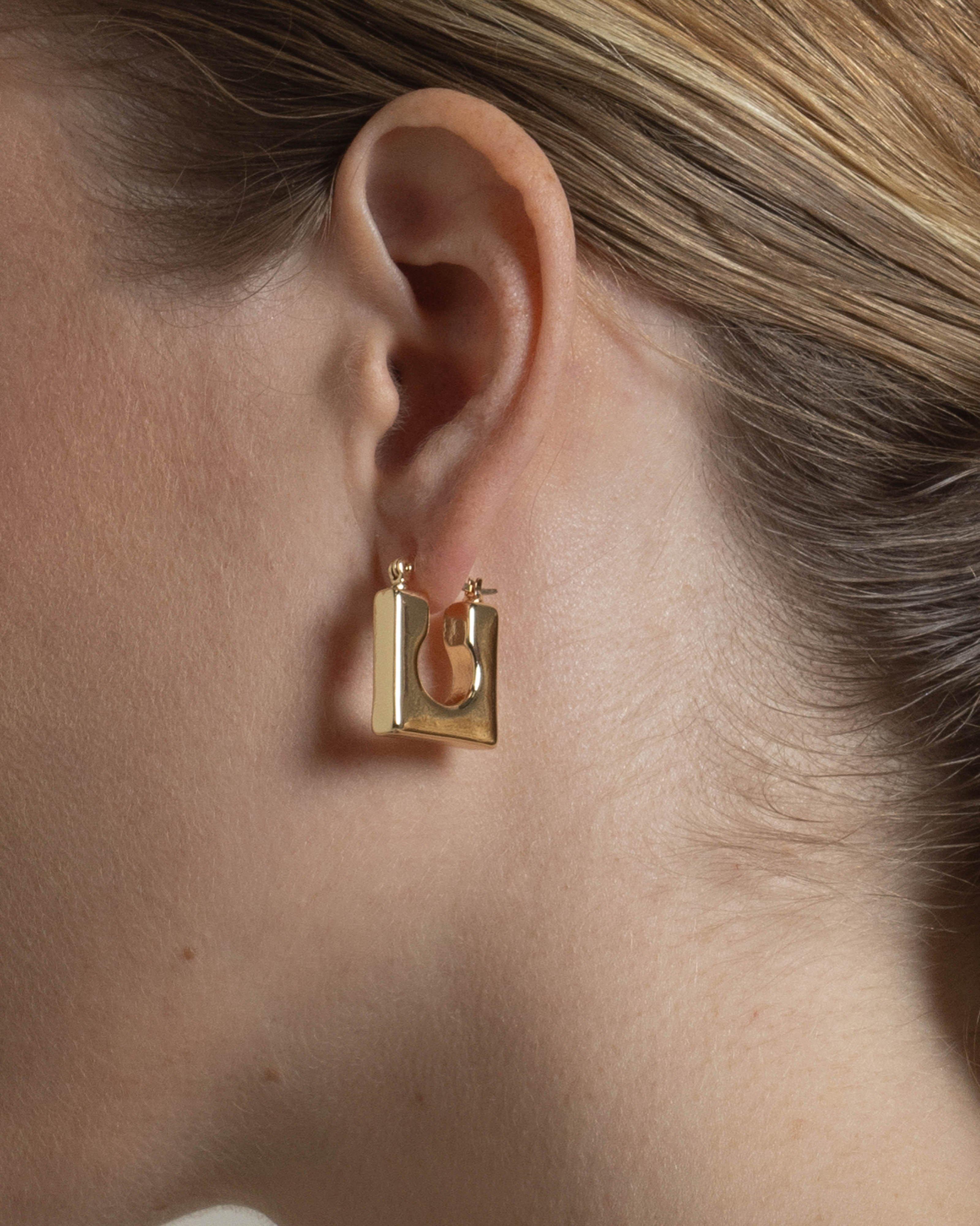  Stainless Steel Square Earrings -  Gold