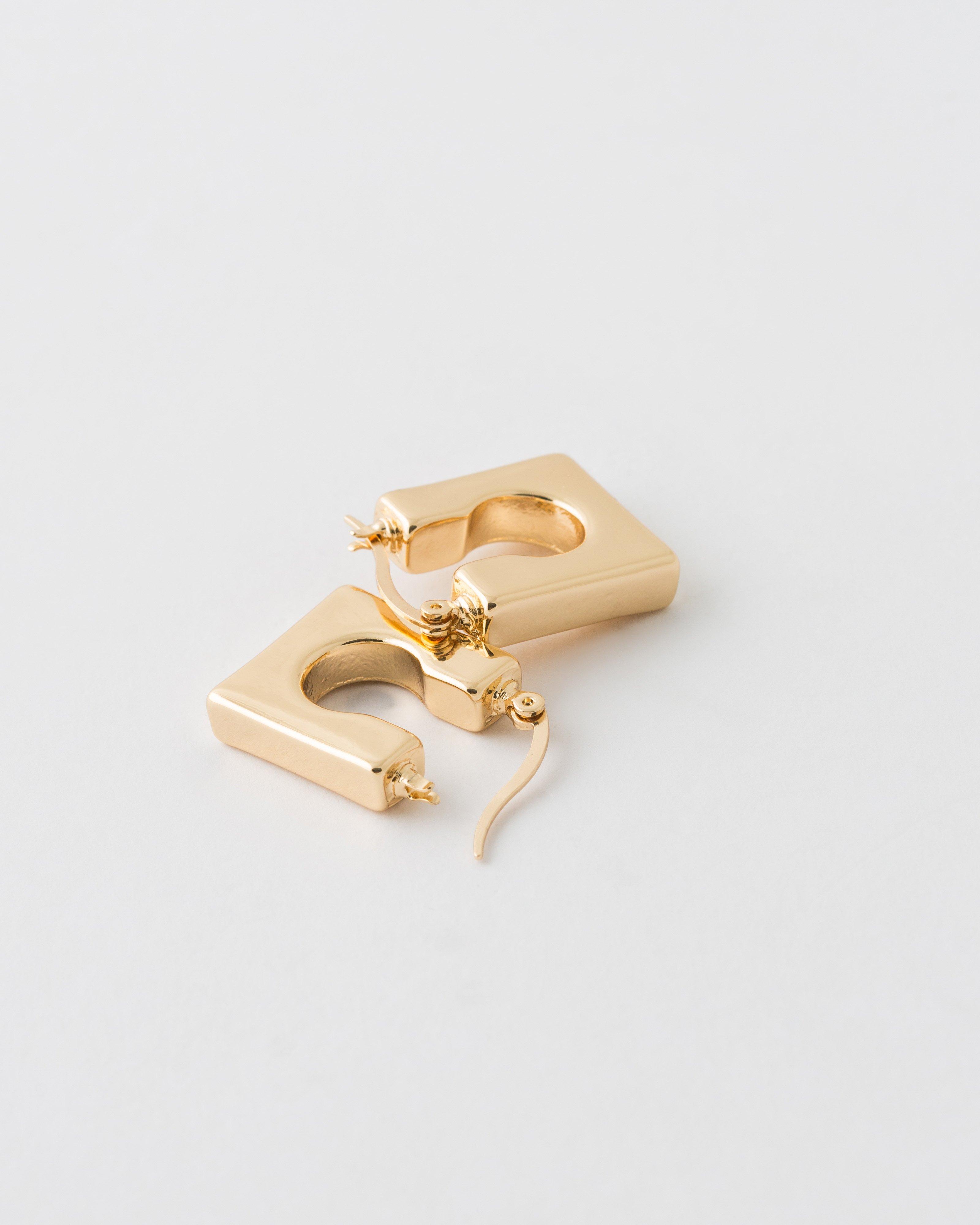  Stainless Steel Square Earrings -  Gold
