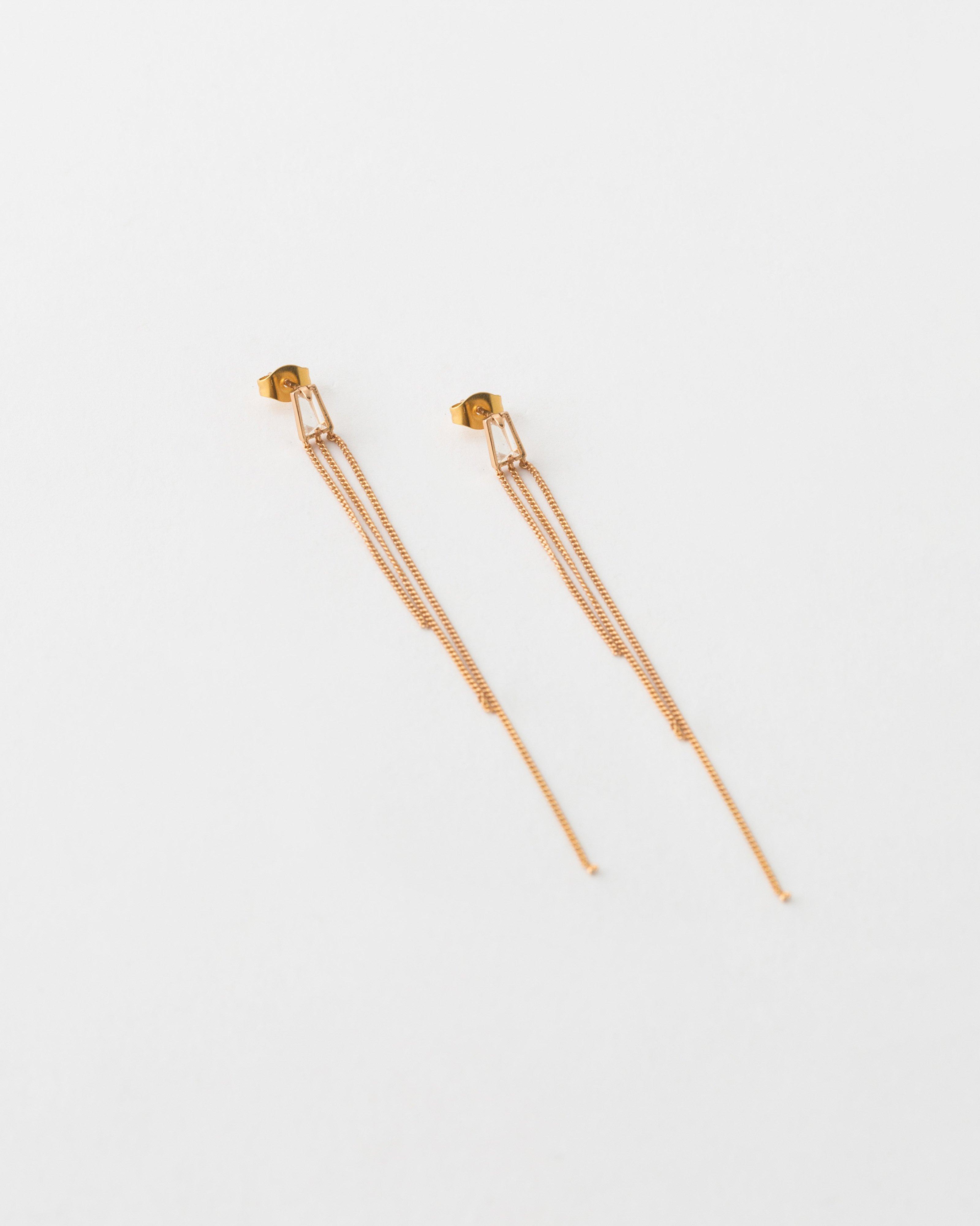 Sterling Silver Fine Dangle Earrings  -  Gold