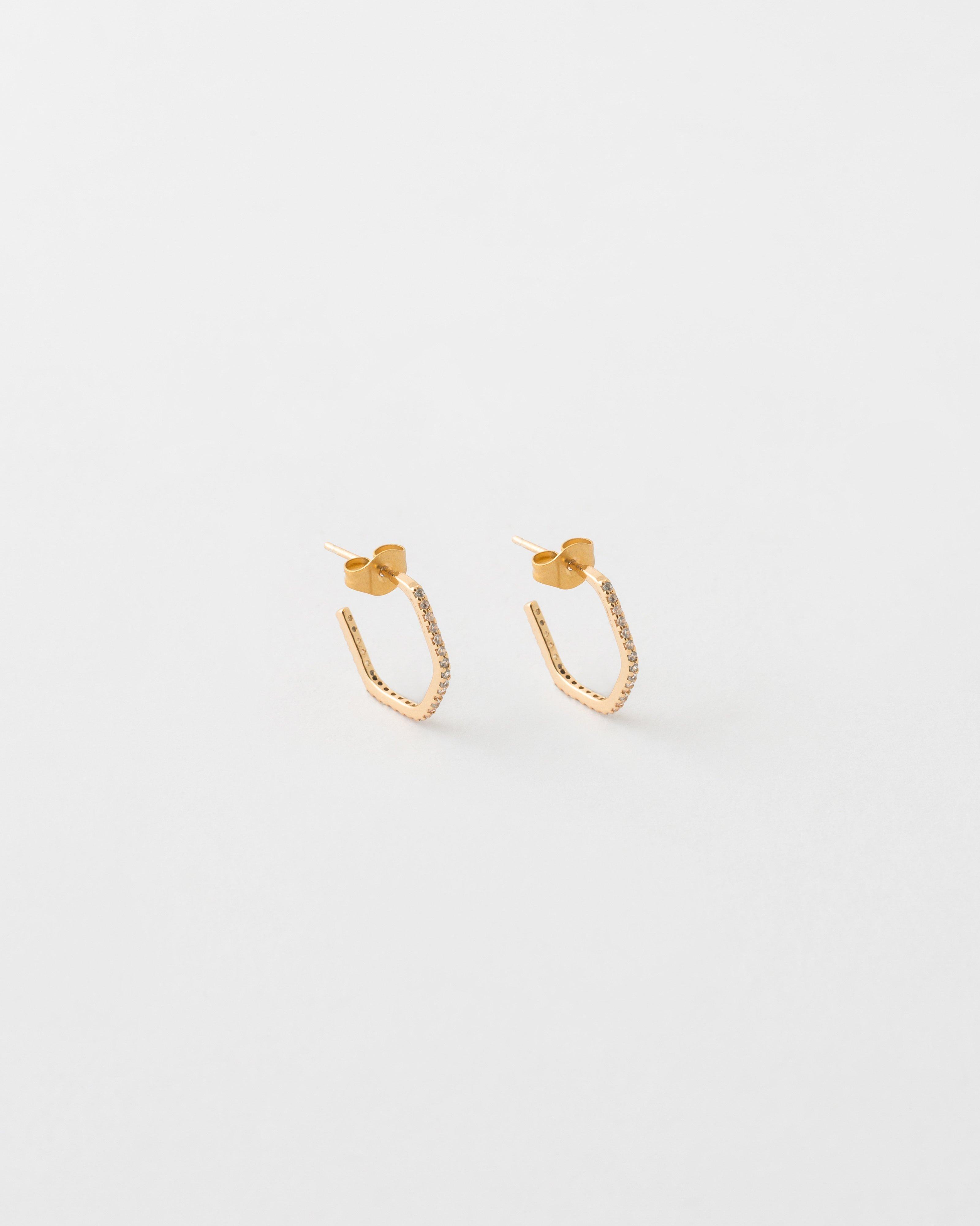 Sterling Silver Hex Hoop Earrings  -  Champagne