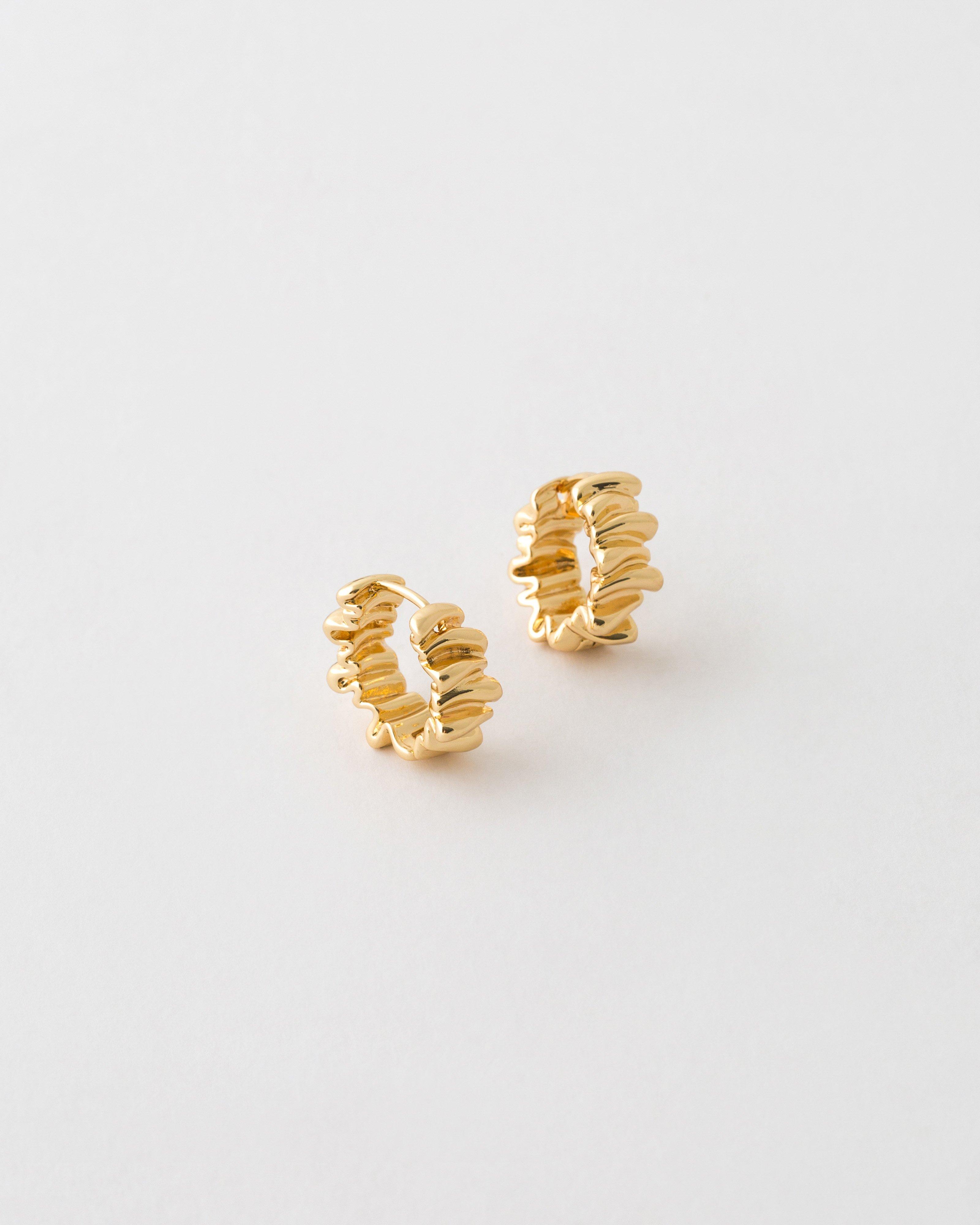 Crumpled Paper Huggie -  Gold