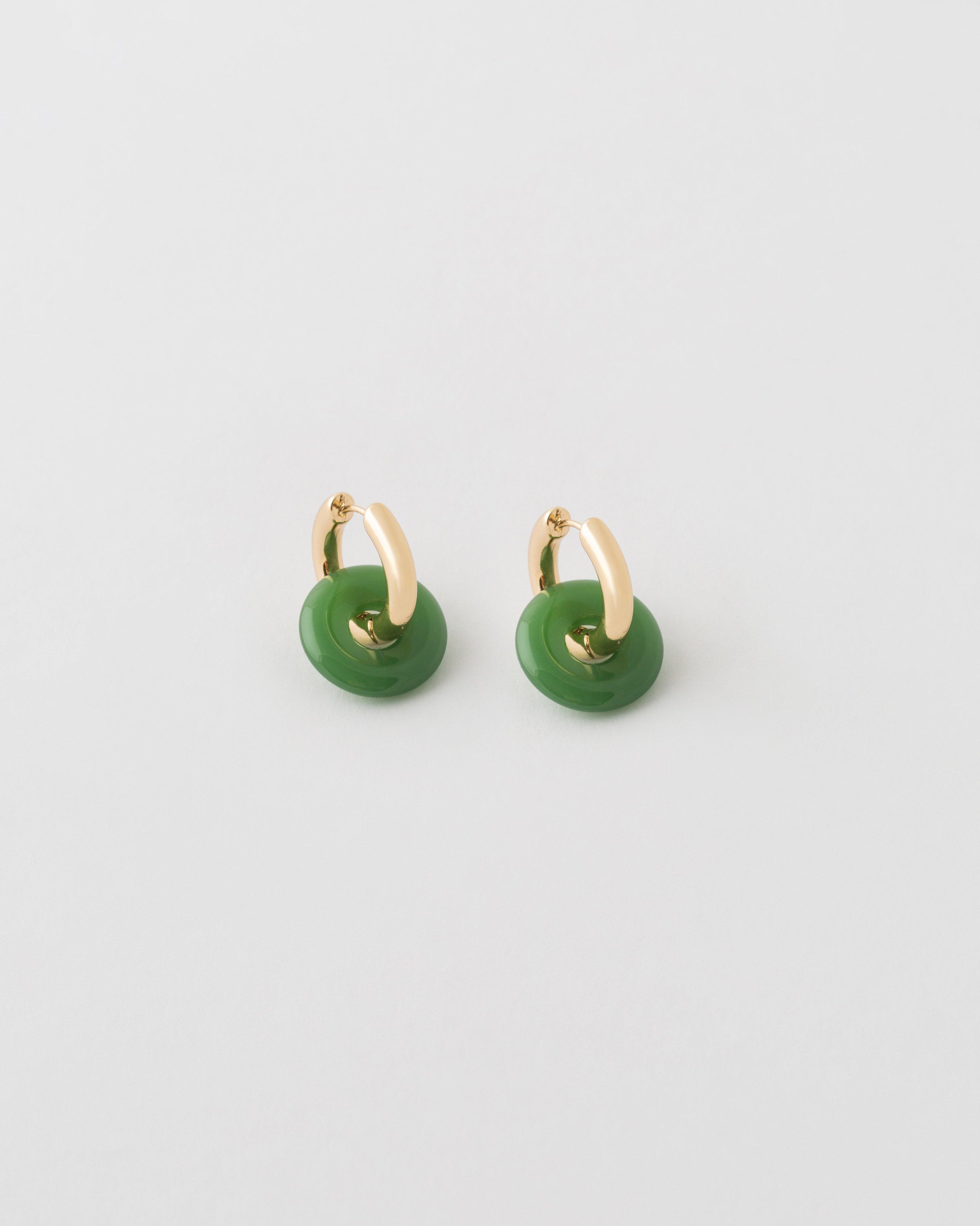 Gold Resin Ring Earrings -  Gold