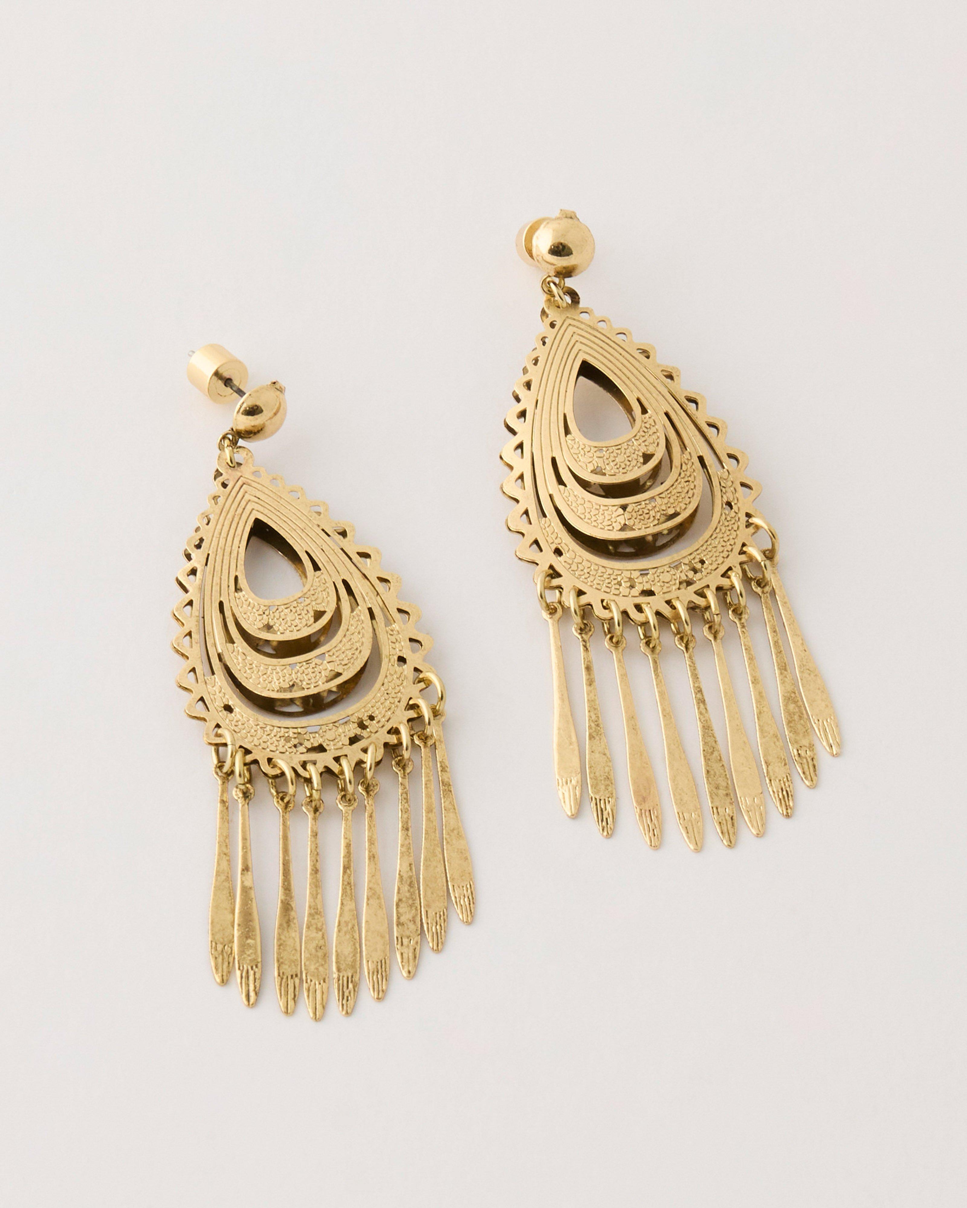Metal Cutout Detail Earrings -  Gold