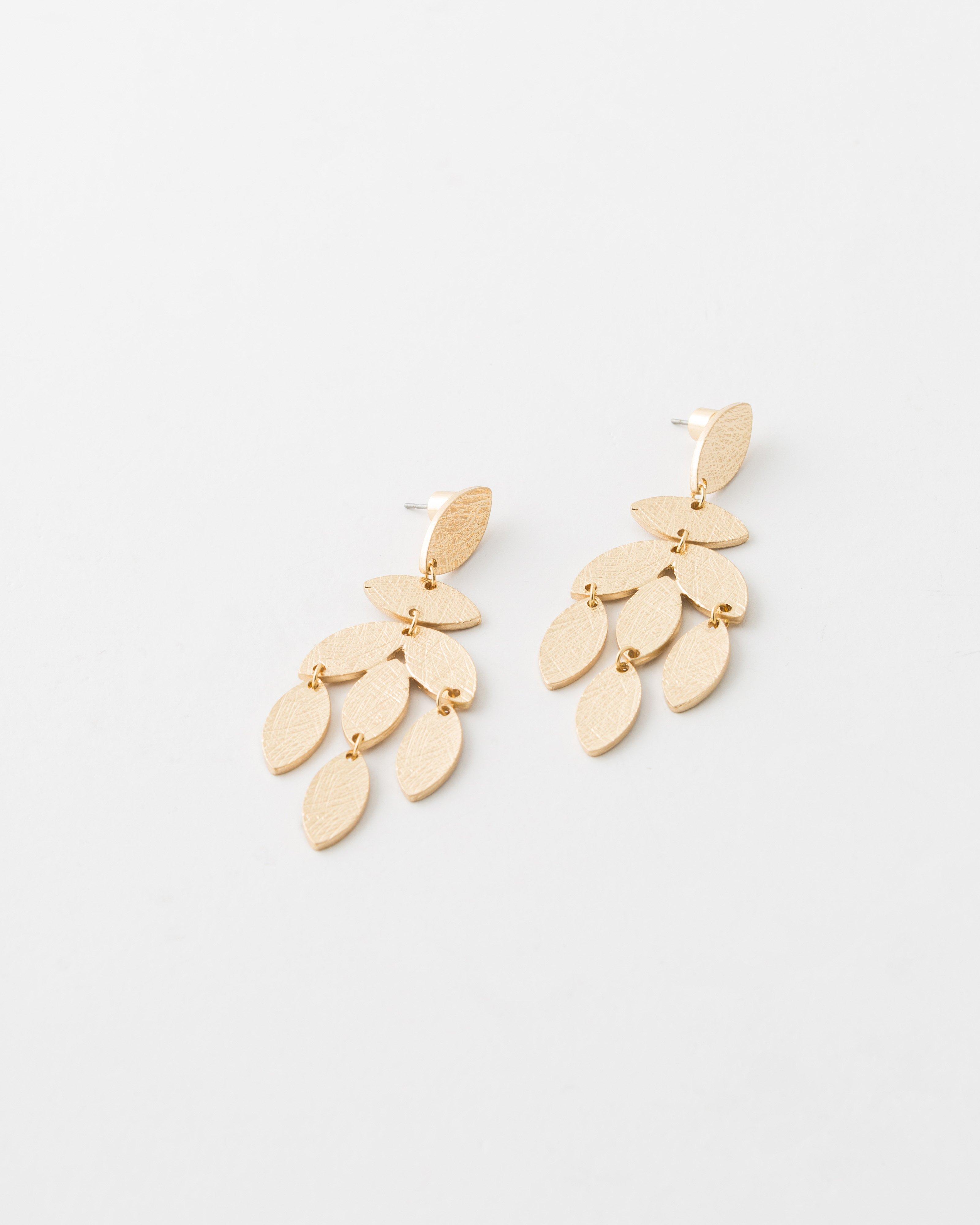 Leaf Cut Earrings -  Gold