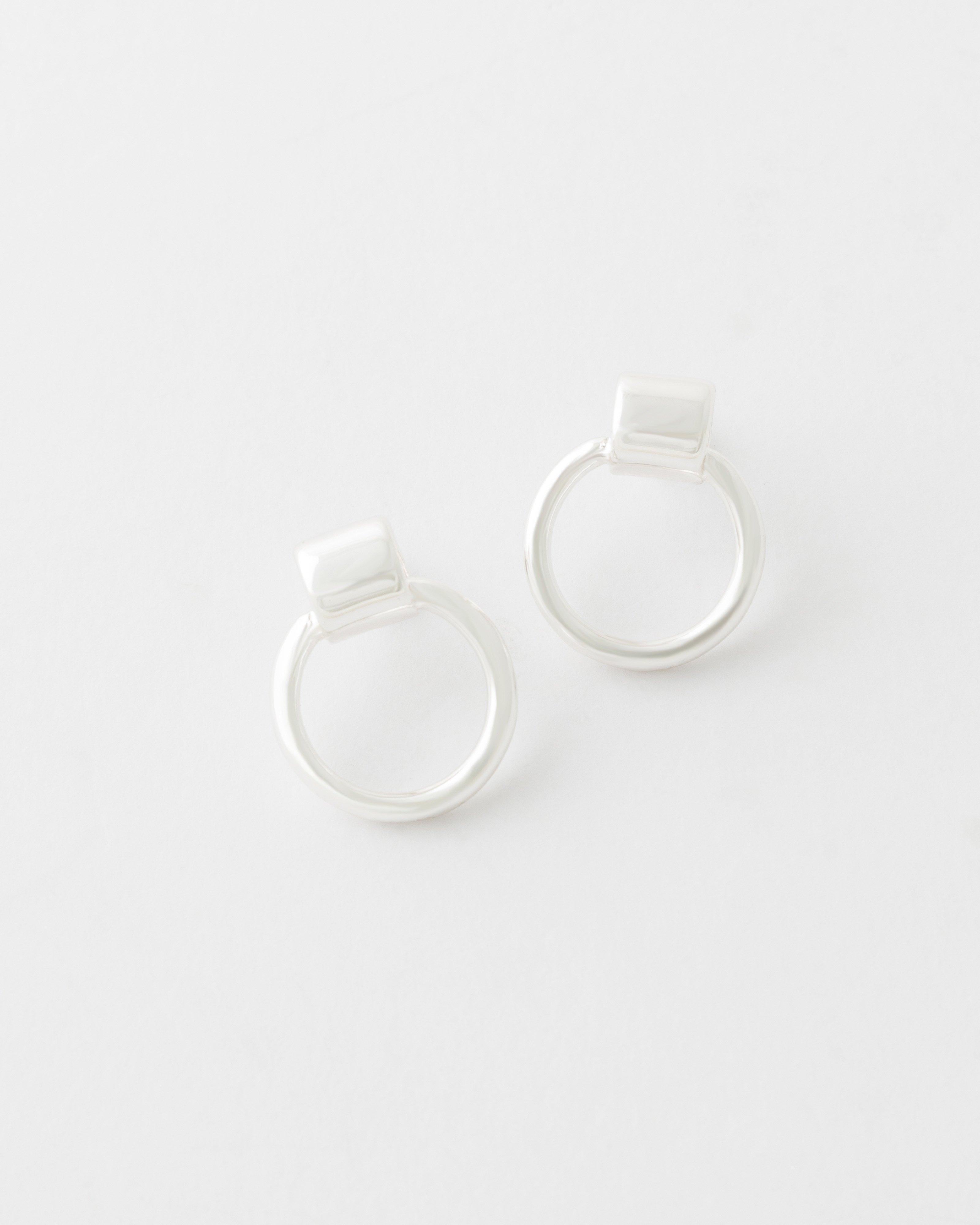 Hoop Clasp Earrings -  Silver