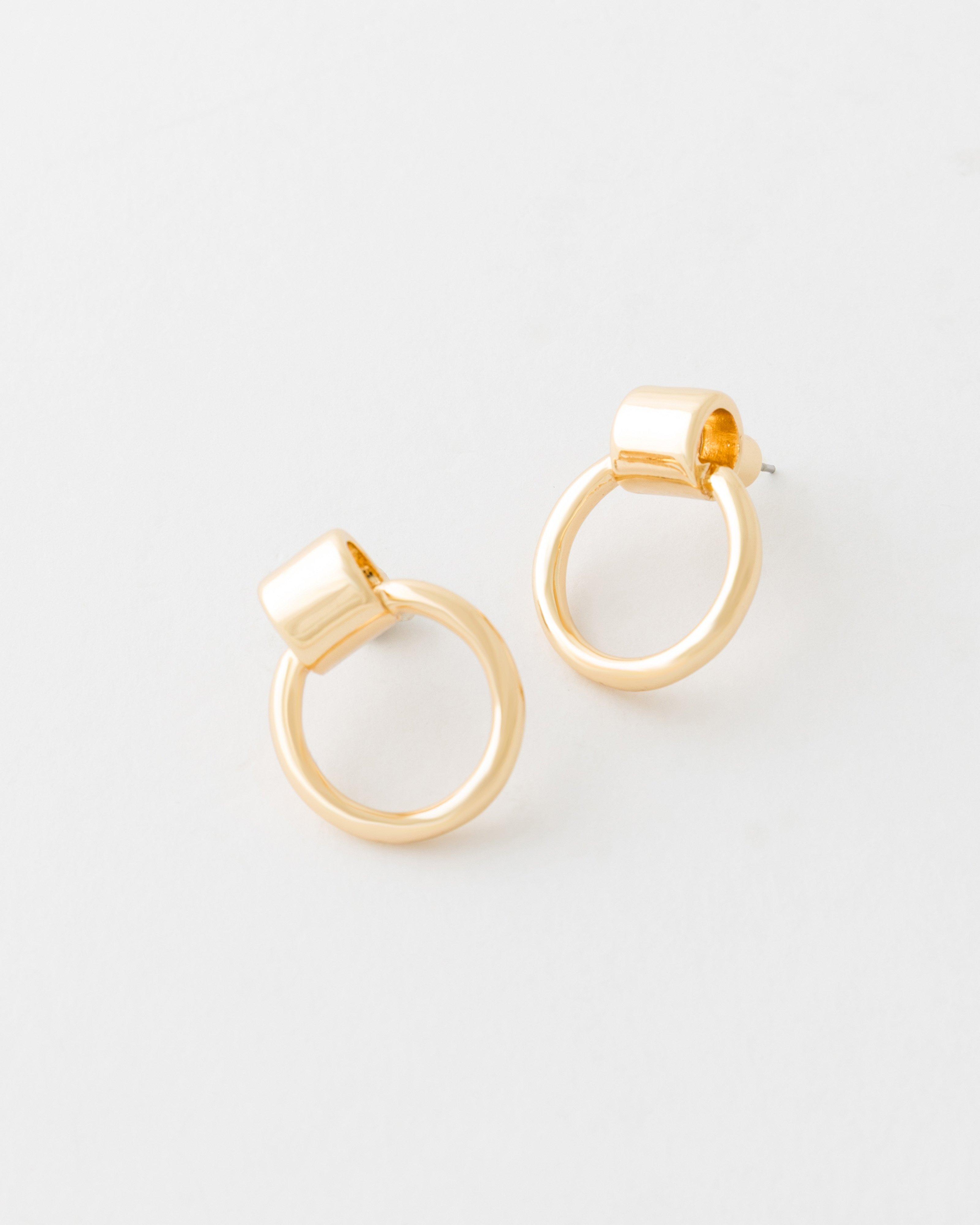 Hoop Clasp Earrings -  Gold