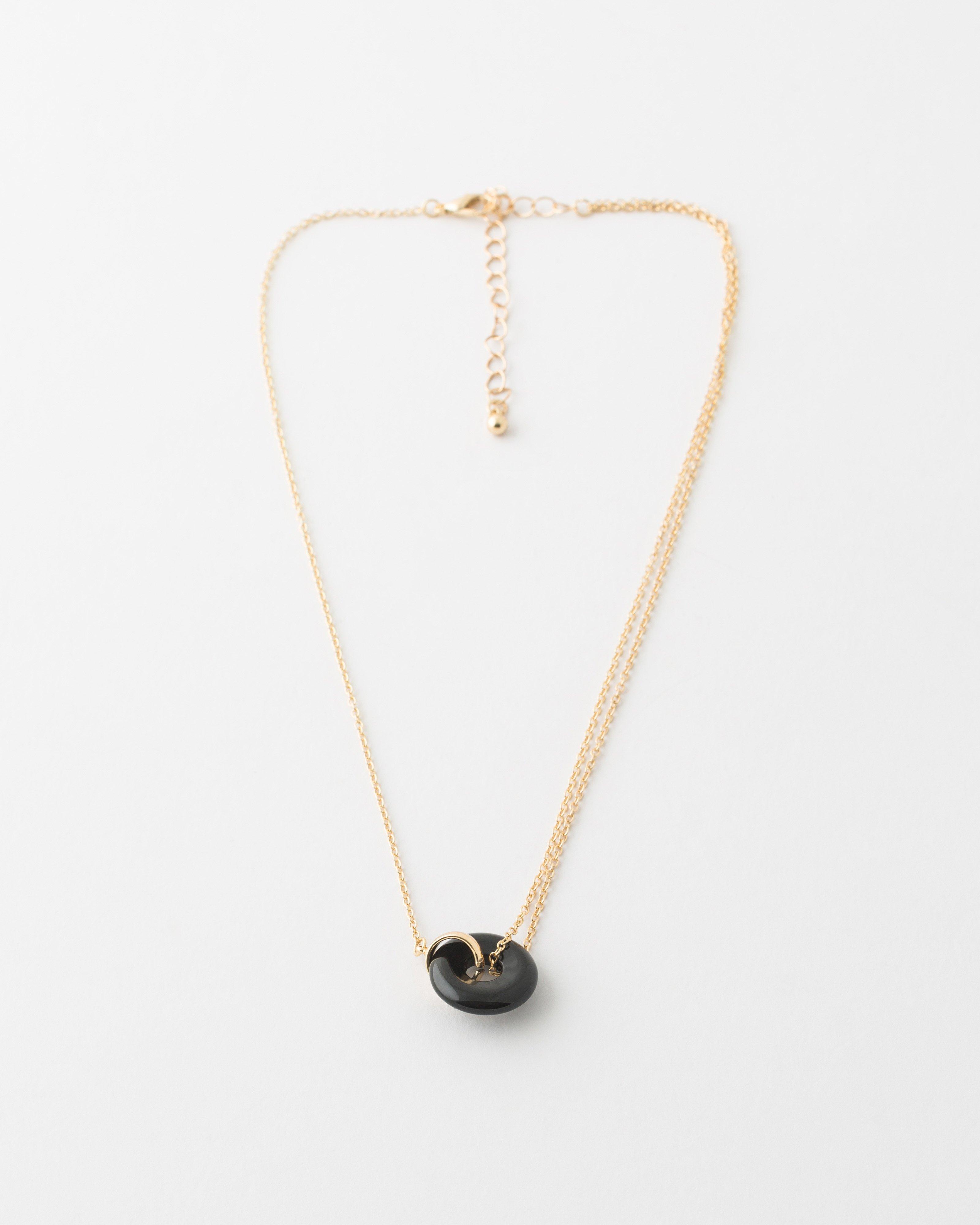 Resin Link Necklace -  Black