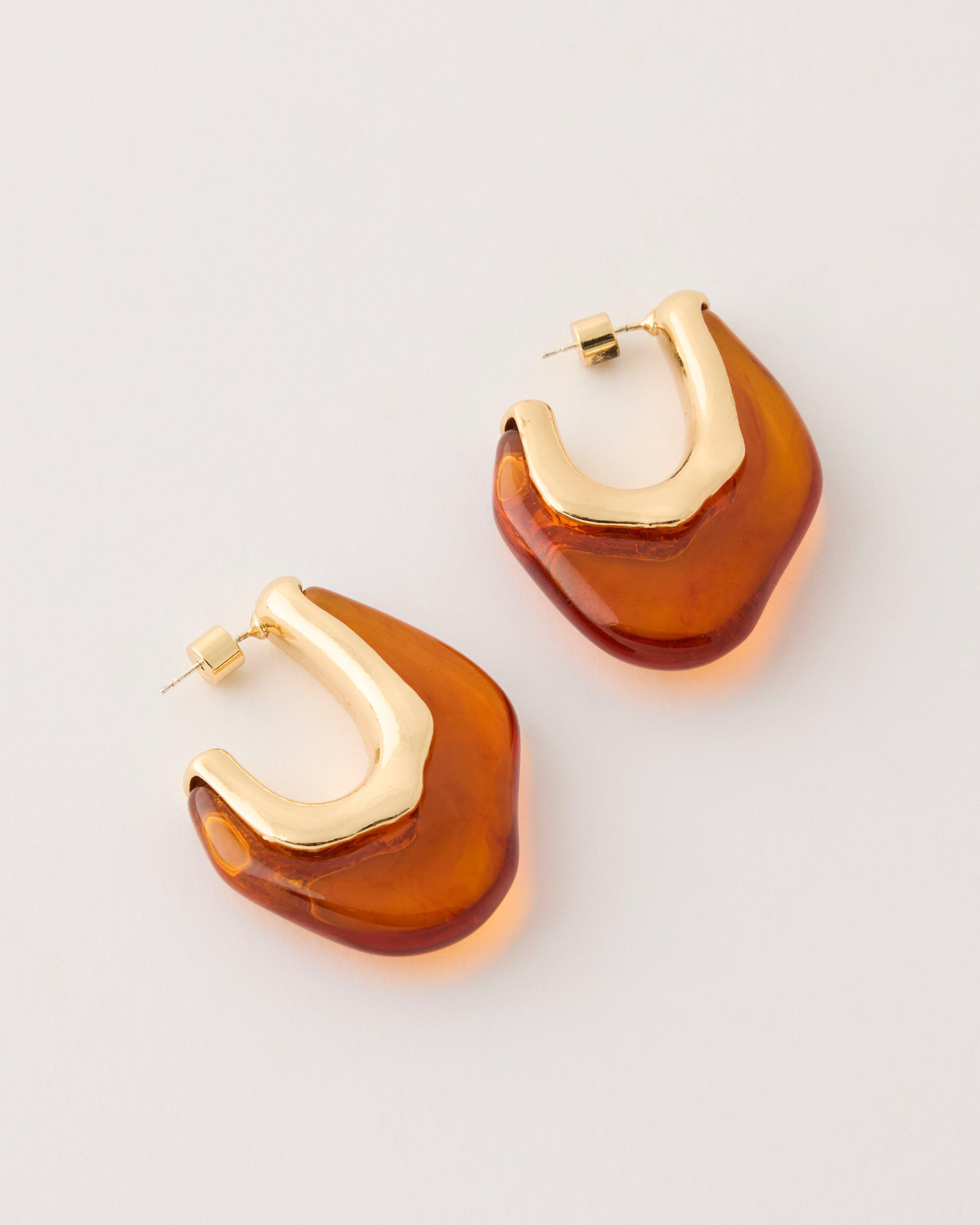 Resin Earrings -  Brown