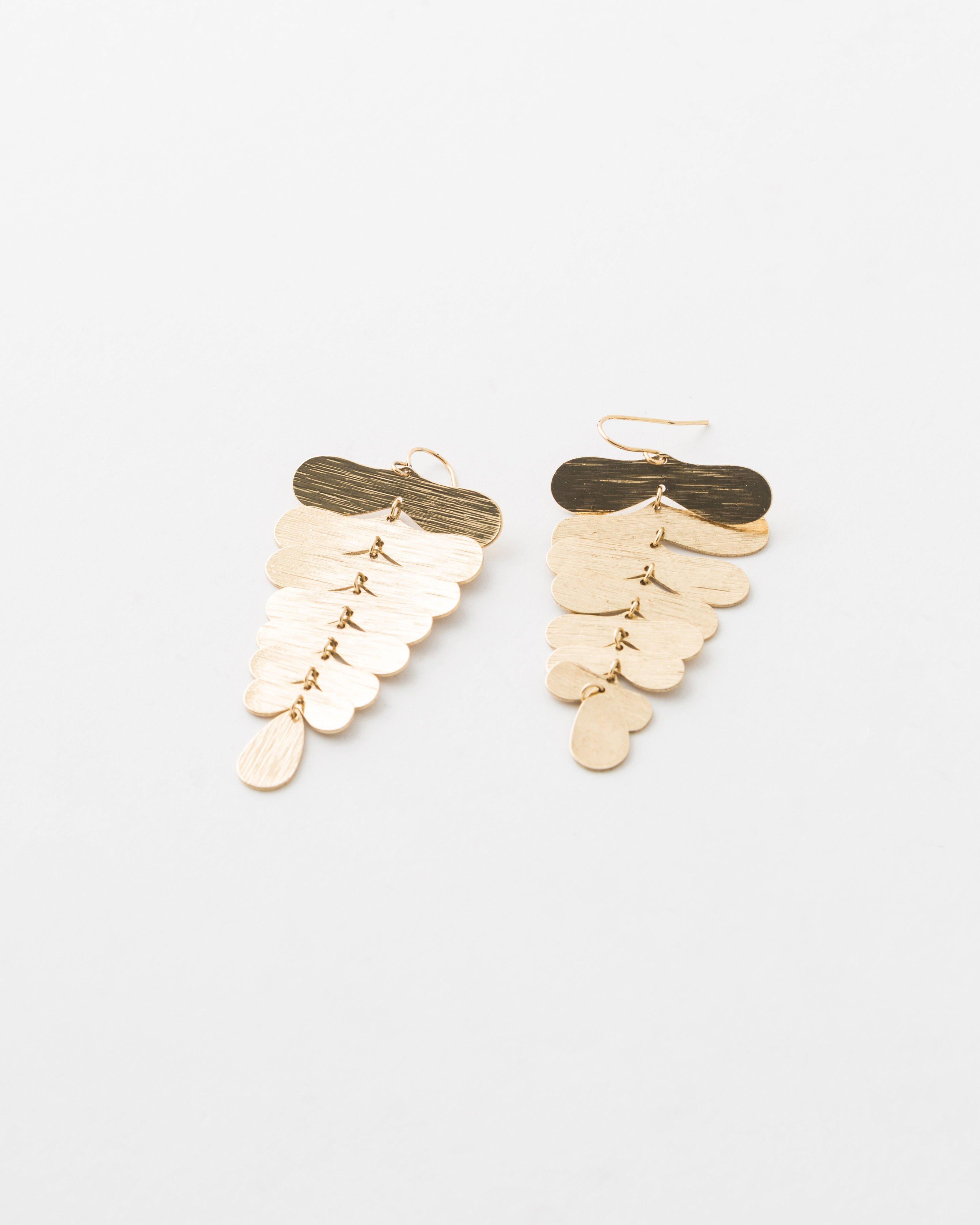 Gold Textured Dangle Earrings -  Gold