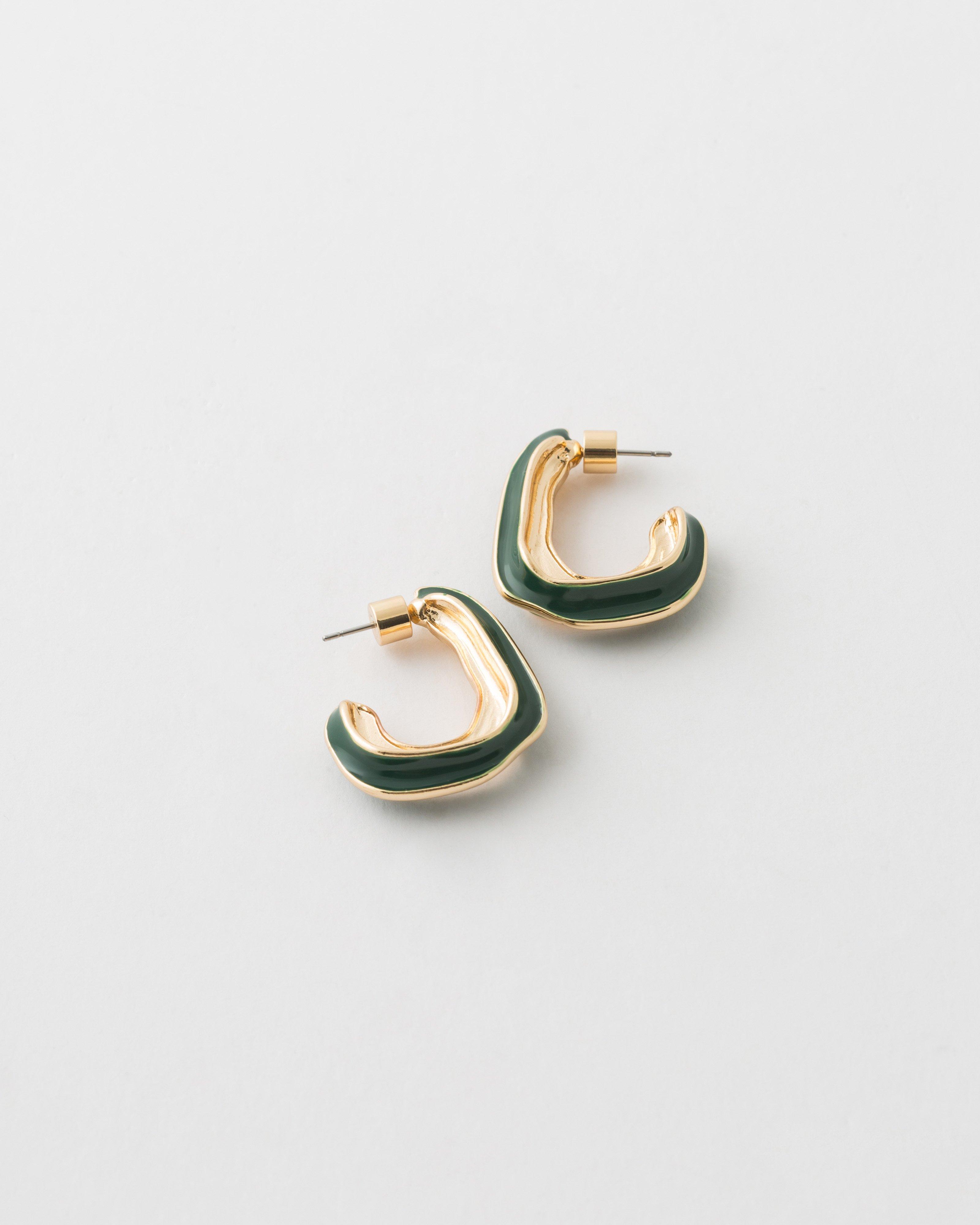 Enamel Painted Hoops -  Gold