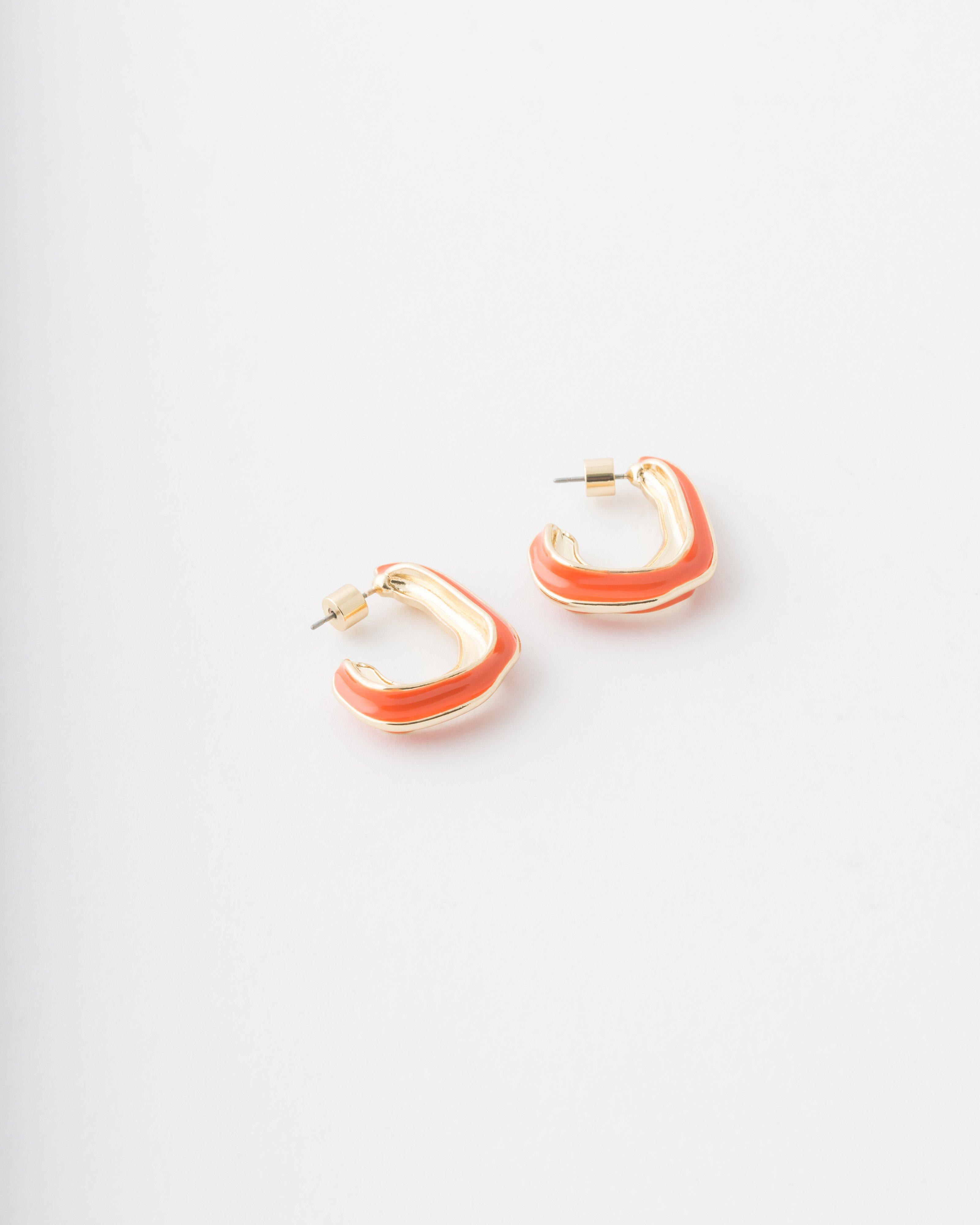 Enamel Painted Hoops -  Orange