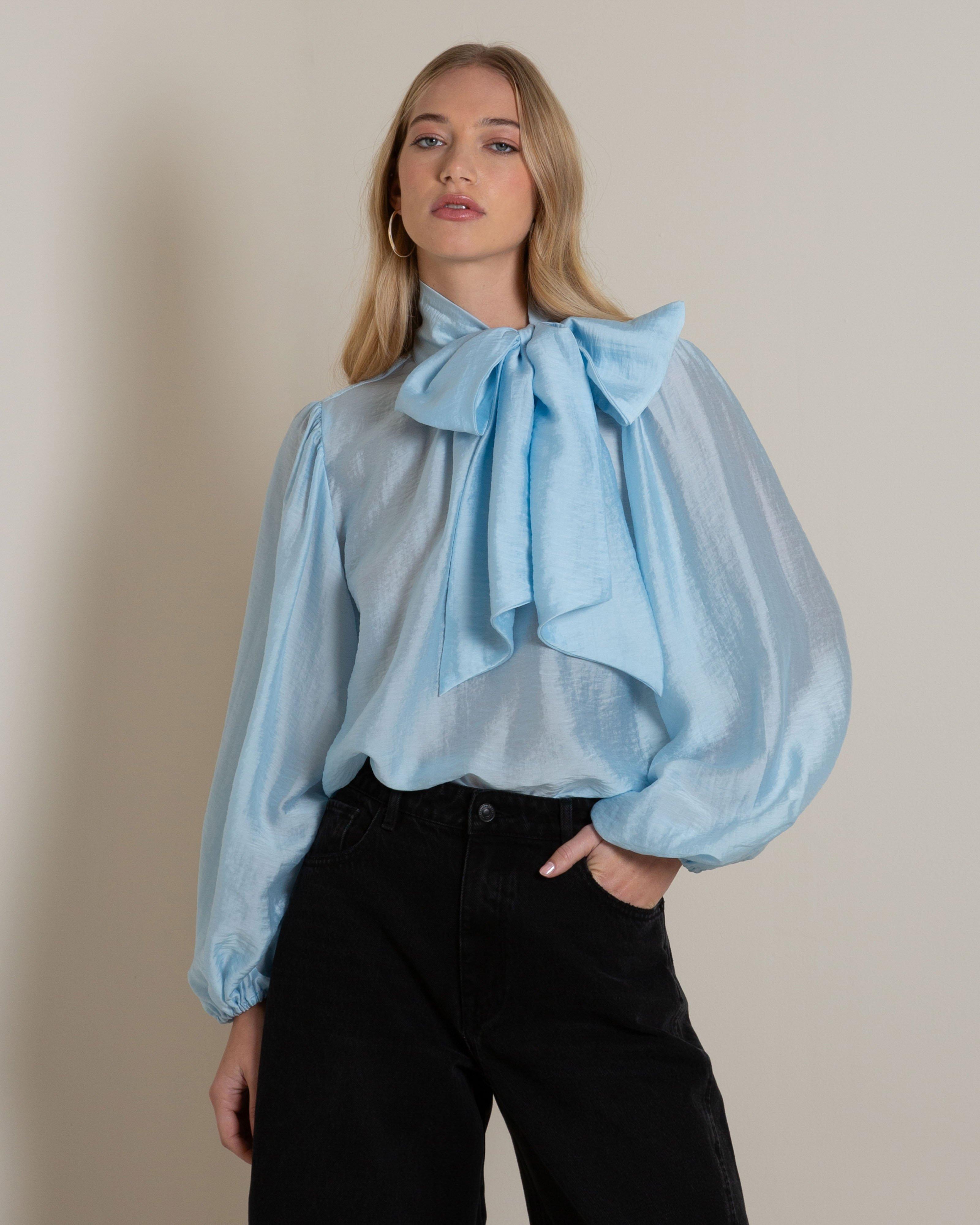 Paige Kitty Bow Blouse -  Blue