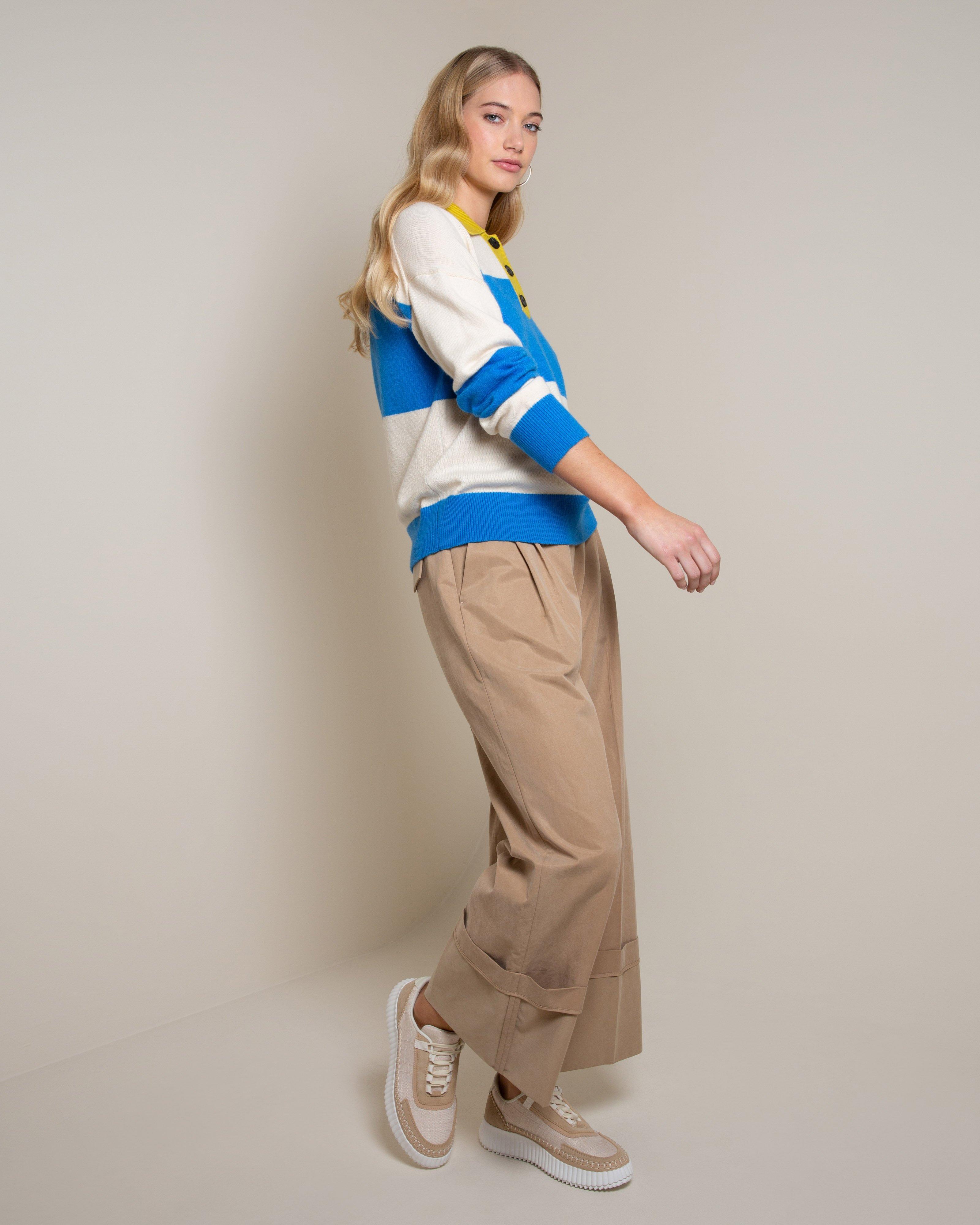 Lizo Stripe Polo Collar Knit Jersey - Poetry Clothing Store