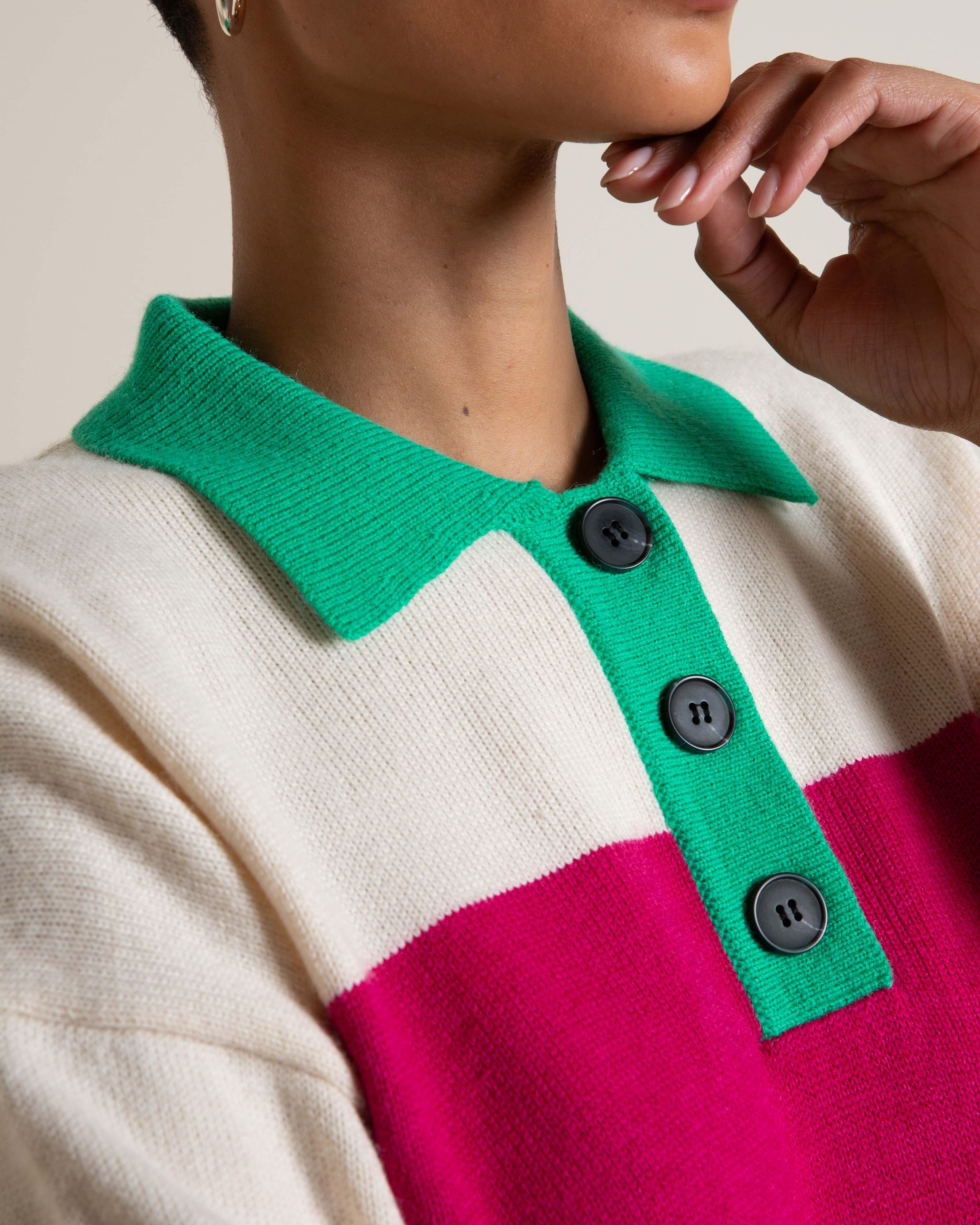 Lizo Stripe Polo Collar Knit Jersey - Poetry Clothing Store
