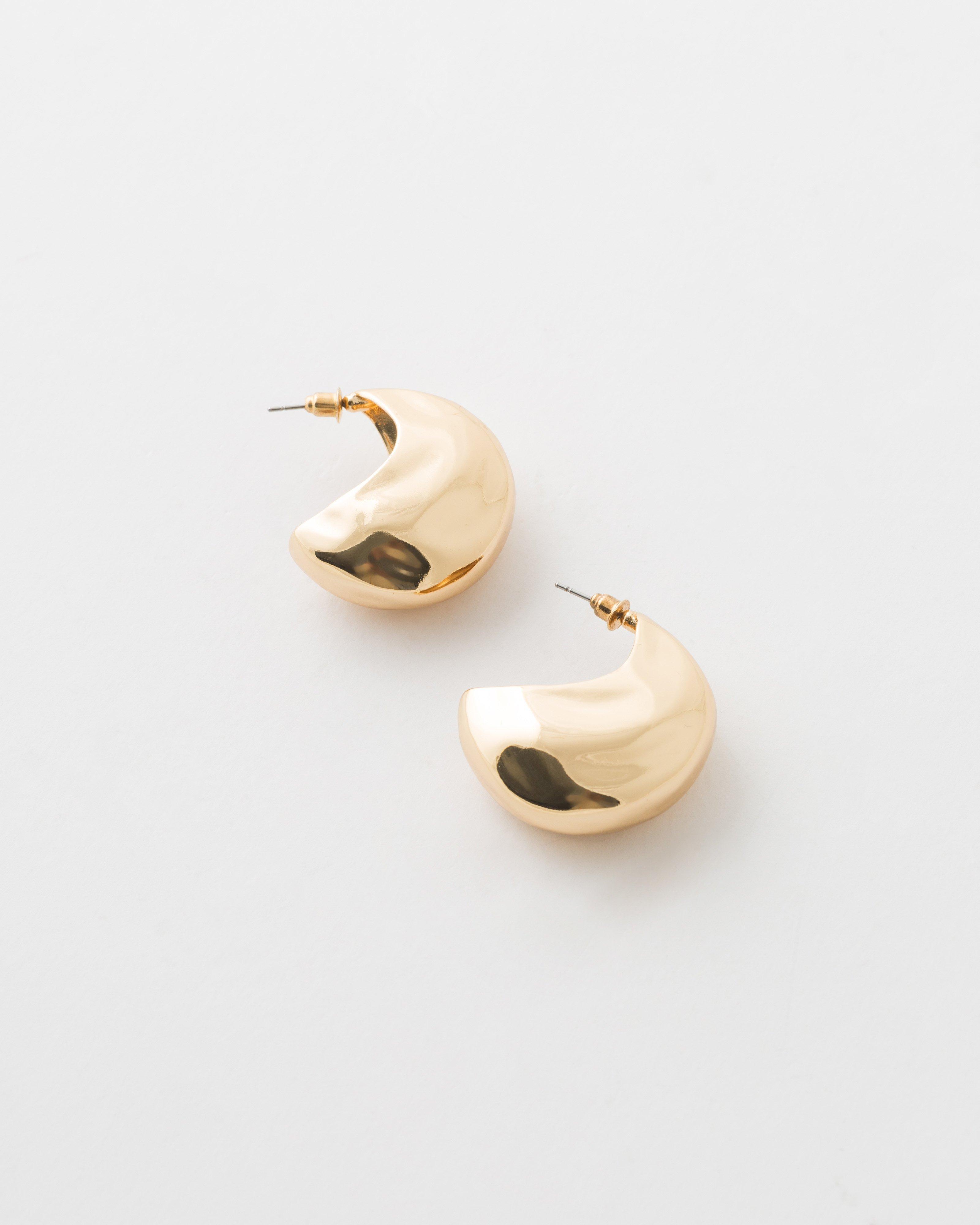 Abstract Hoop Earrings -  Gold