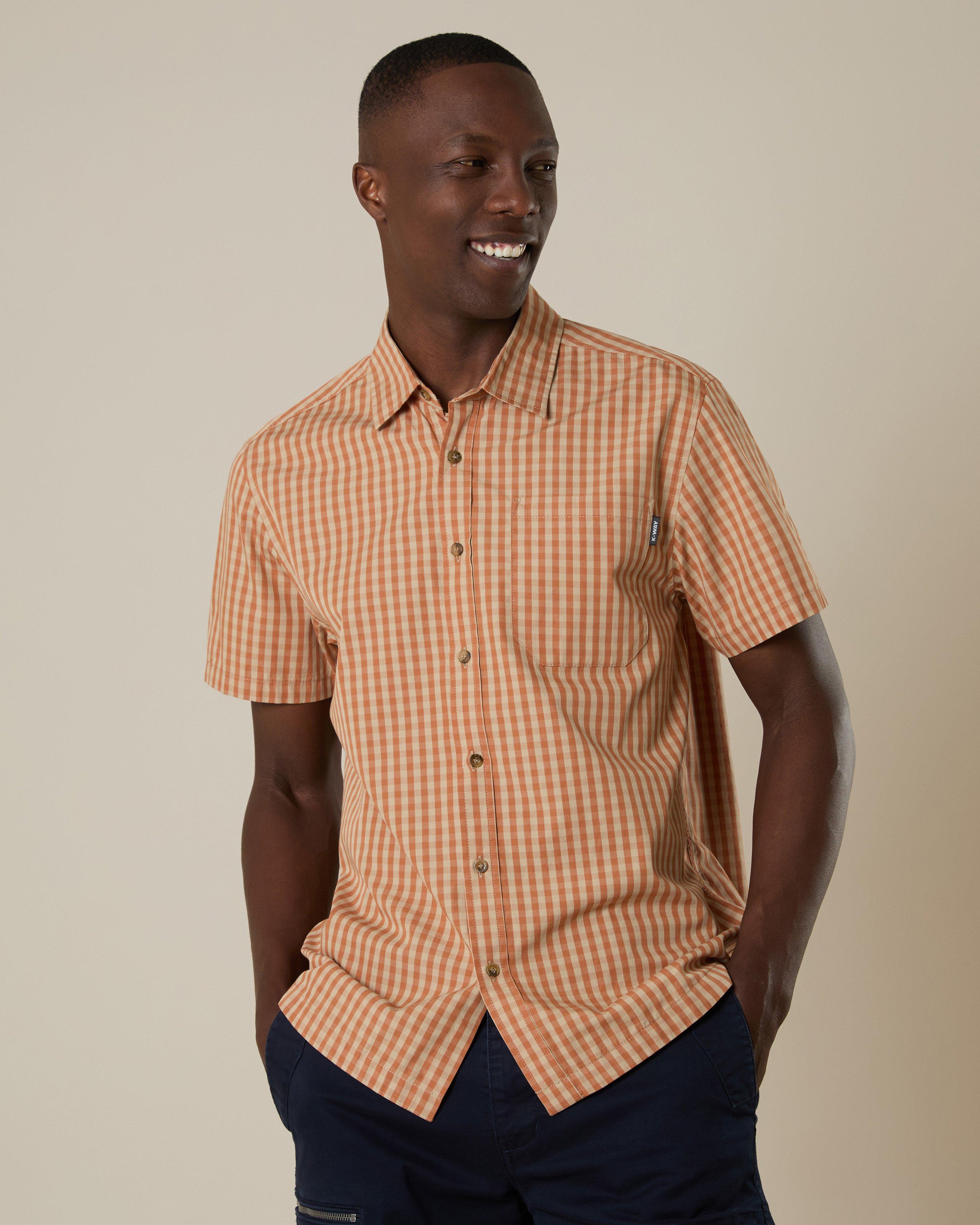 K-Way Elements Men’s Ross Short-Sleeve Gingham Shirt -  Stone