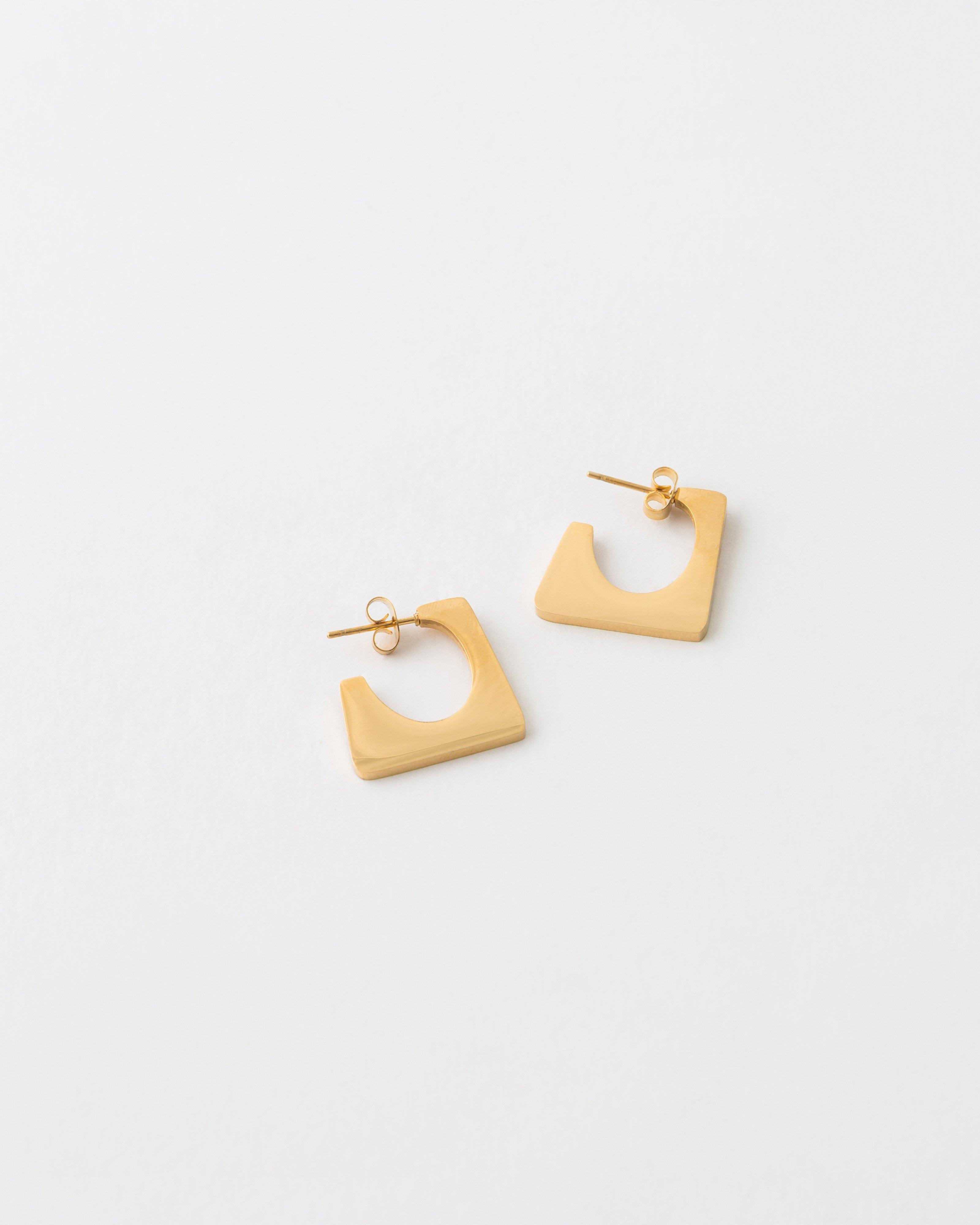 Stainless Steel Square Earrings -  Gold