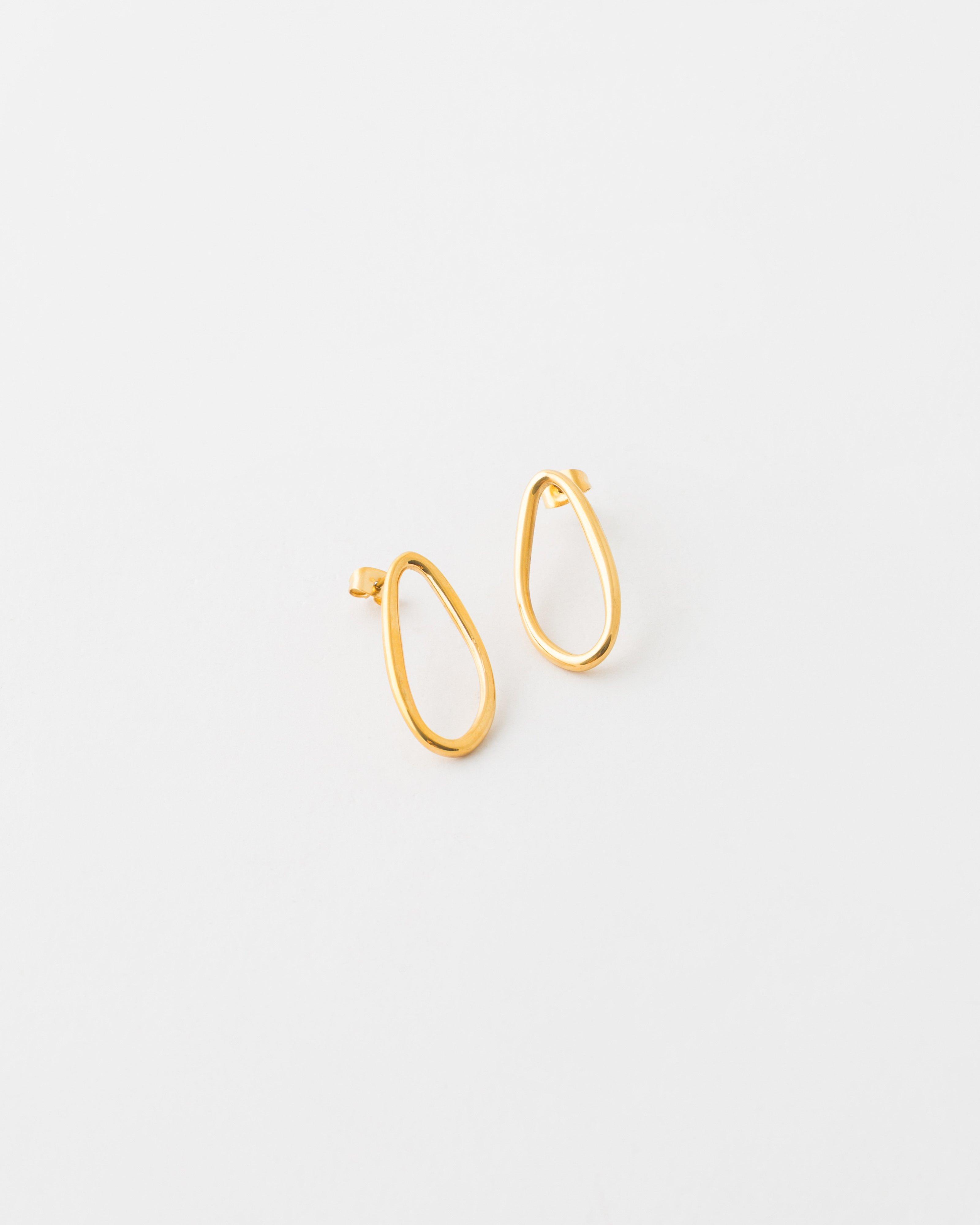 Stainless Steel Irregular Hoop Earrings -  Gold