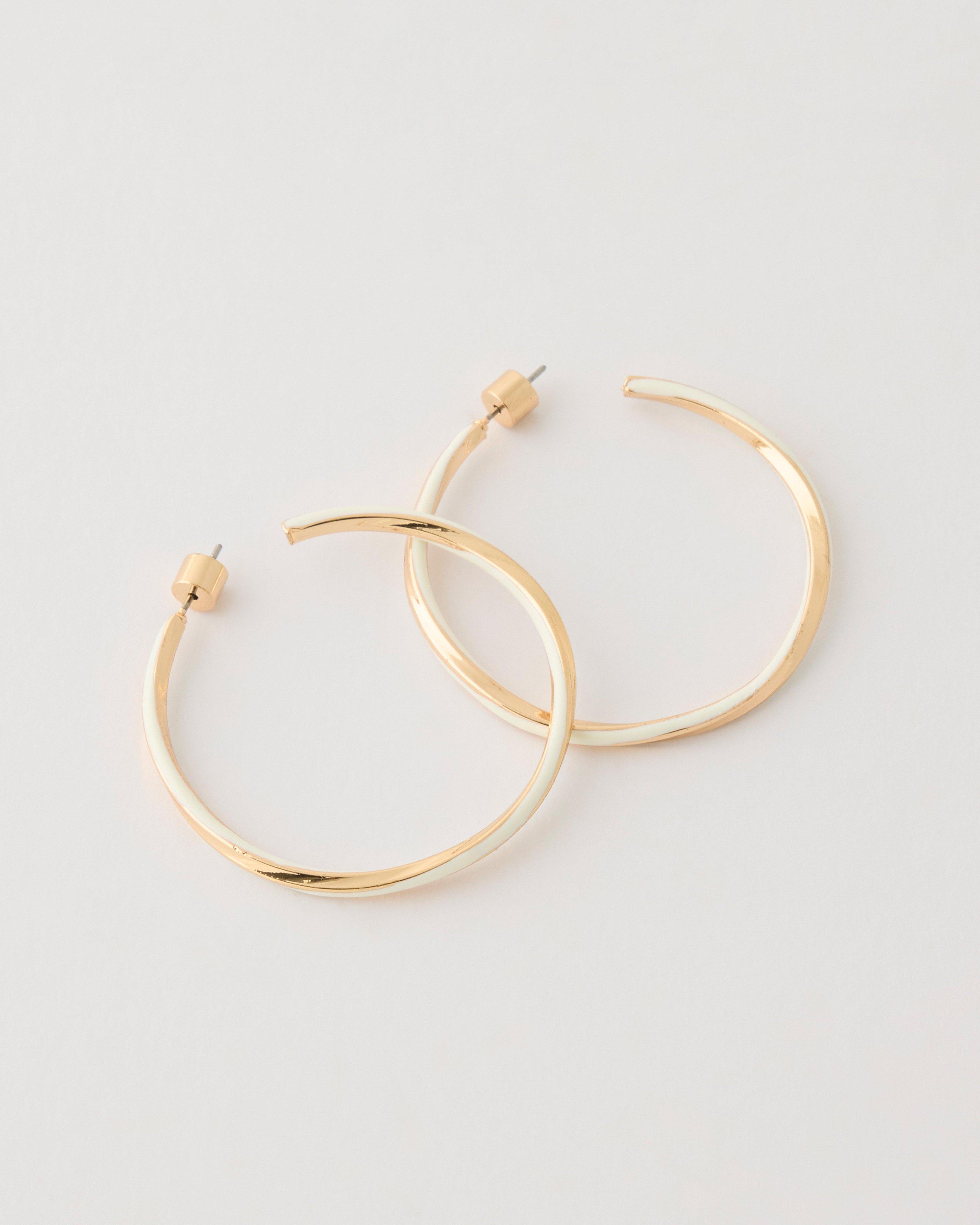 Gold Twirl Hoop Earrings -  Gold
