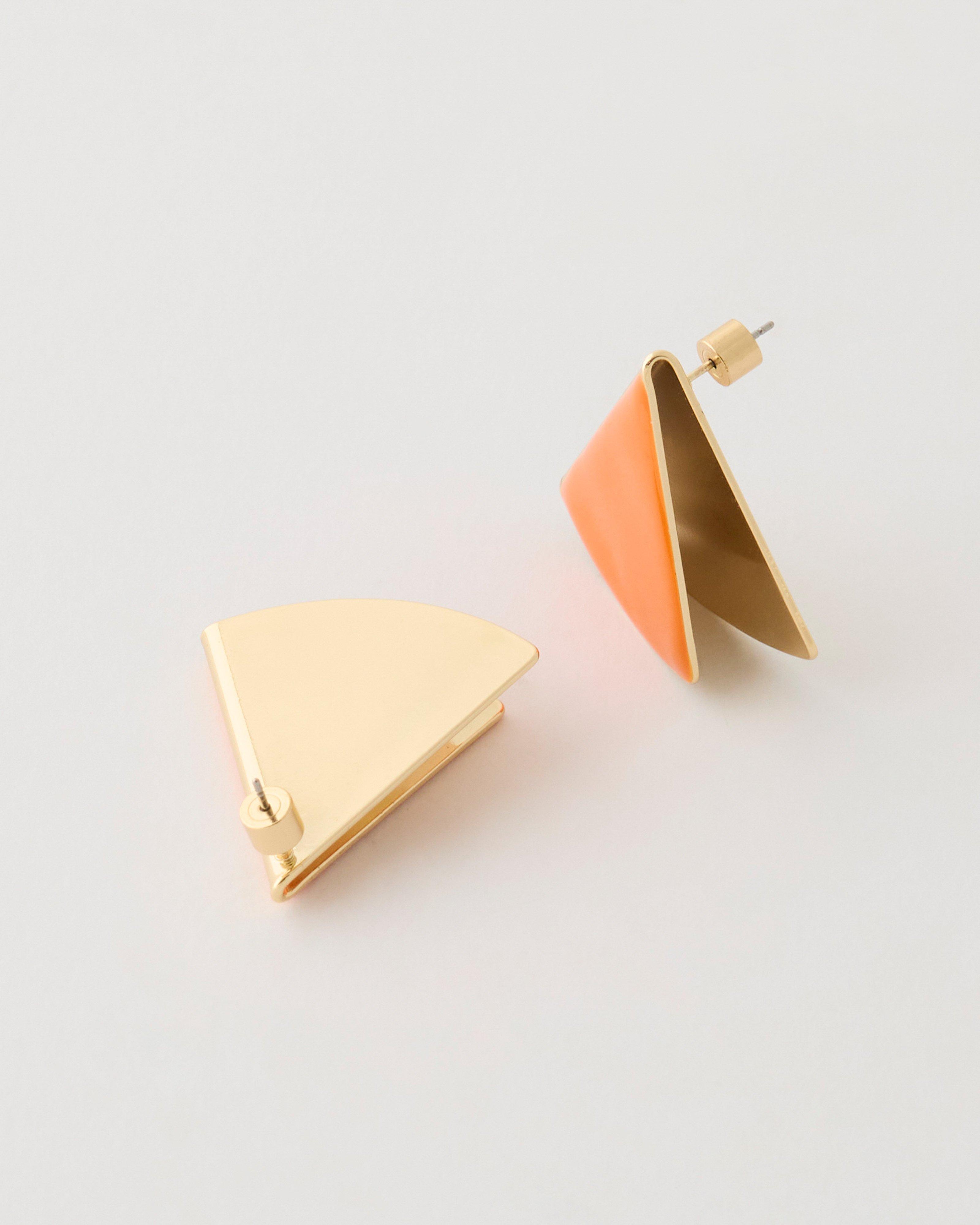  Gold Orange Triangle Earrings  -  Orange
