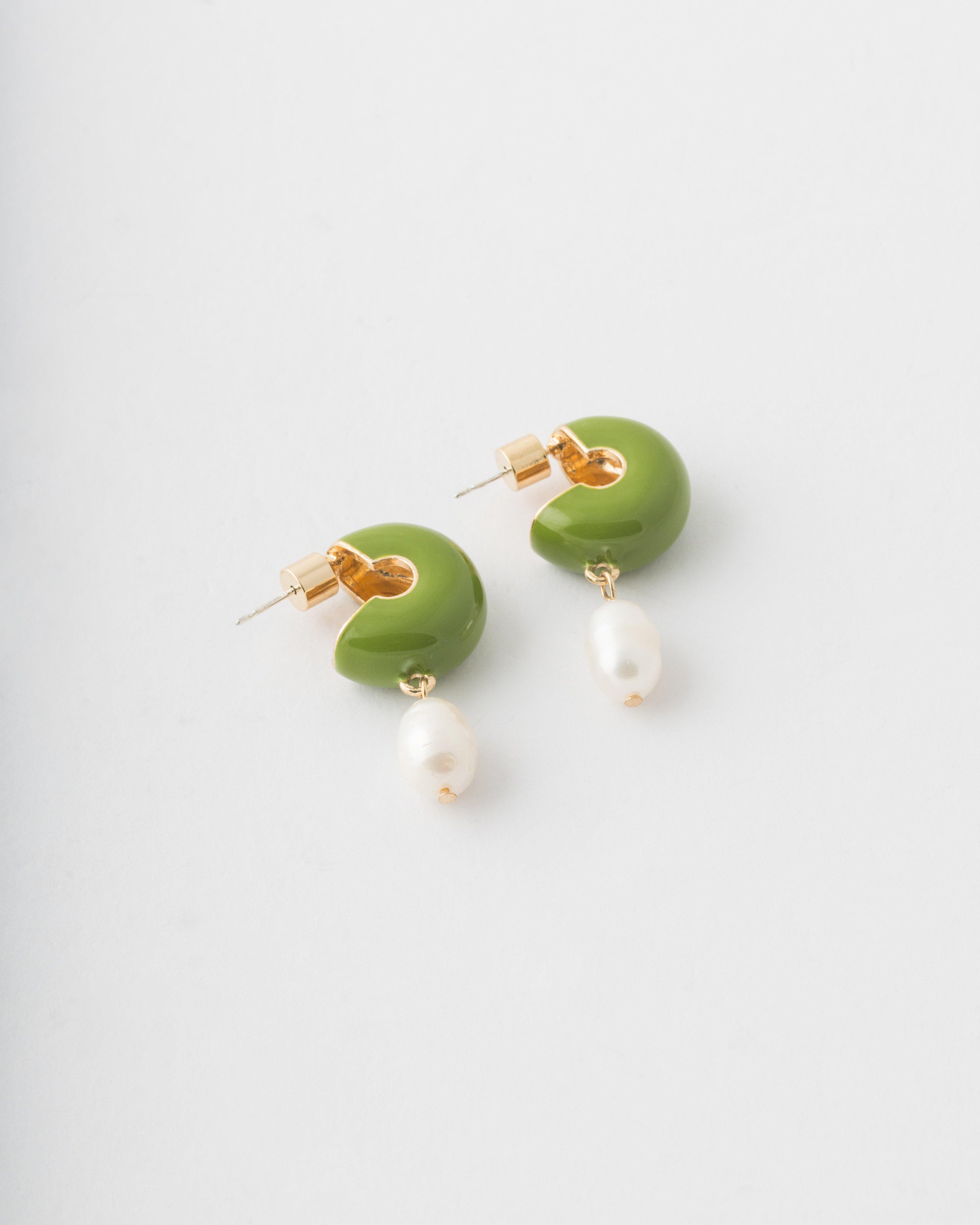 Pearl Drop Earrings -  Khaki