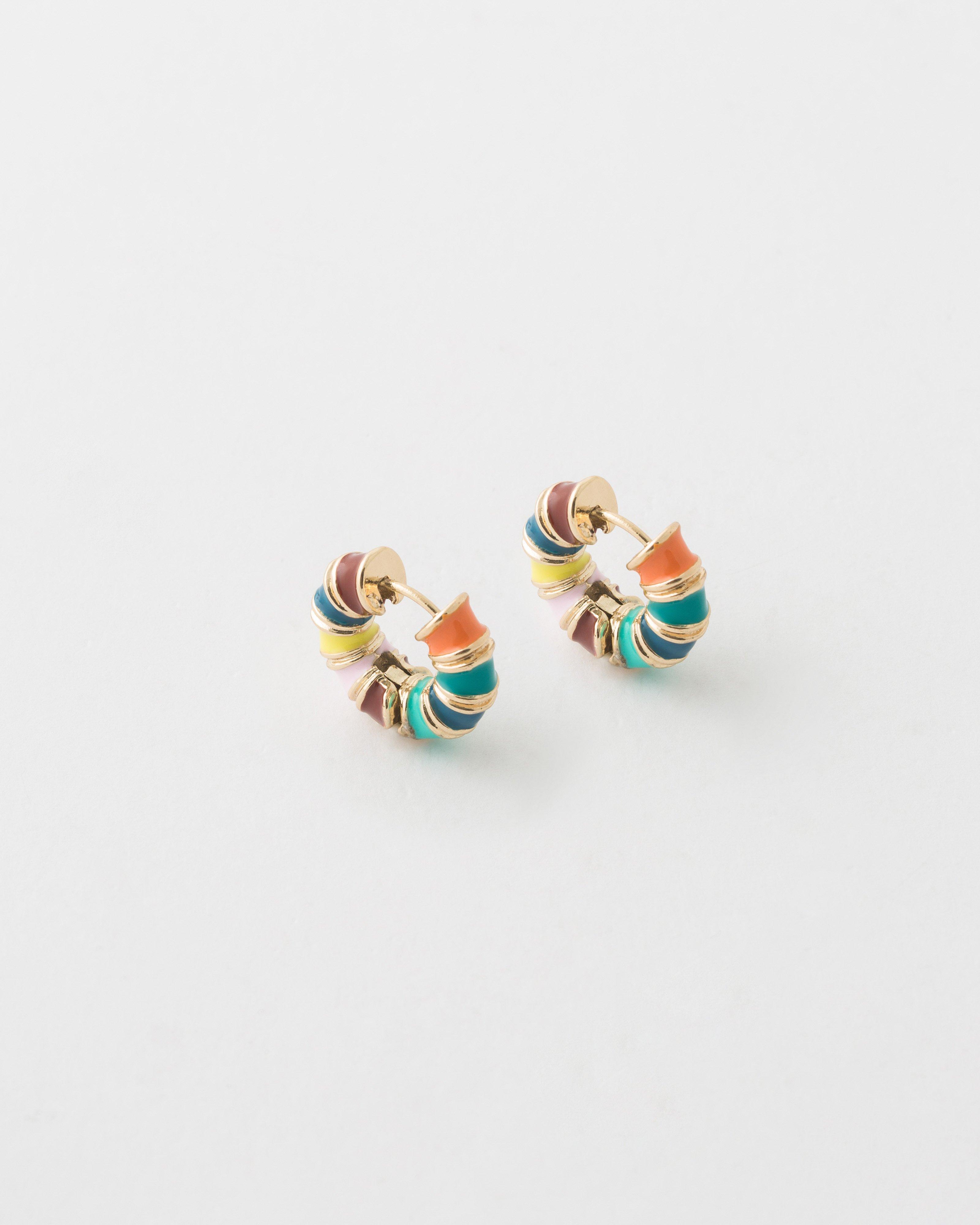 Multicolour Hoop Earrings -  Gold
