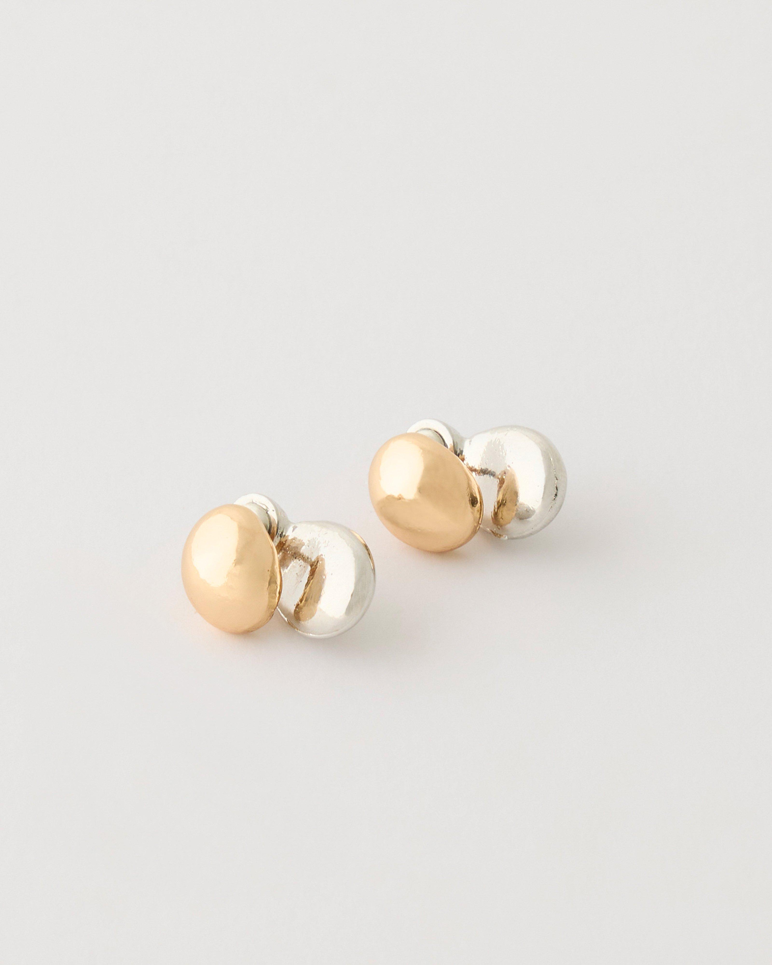 Abstract Gold & Silver Earrings -  Gold