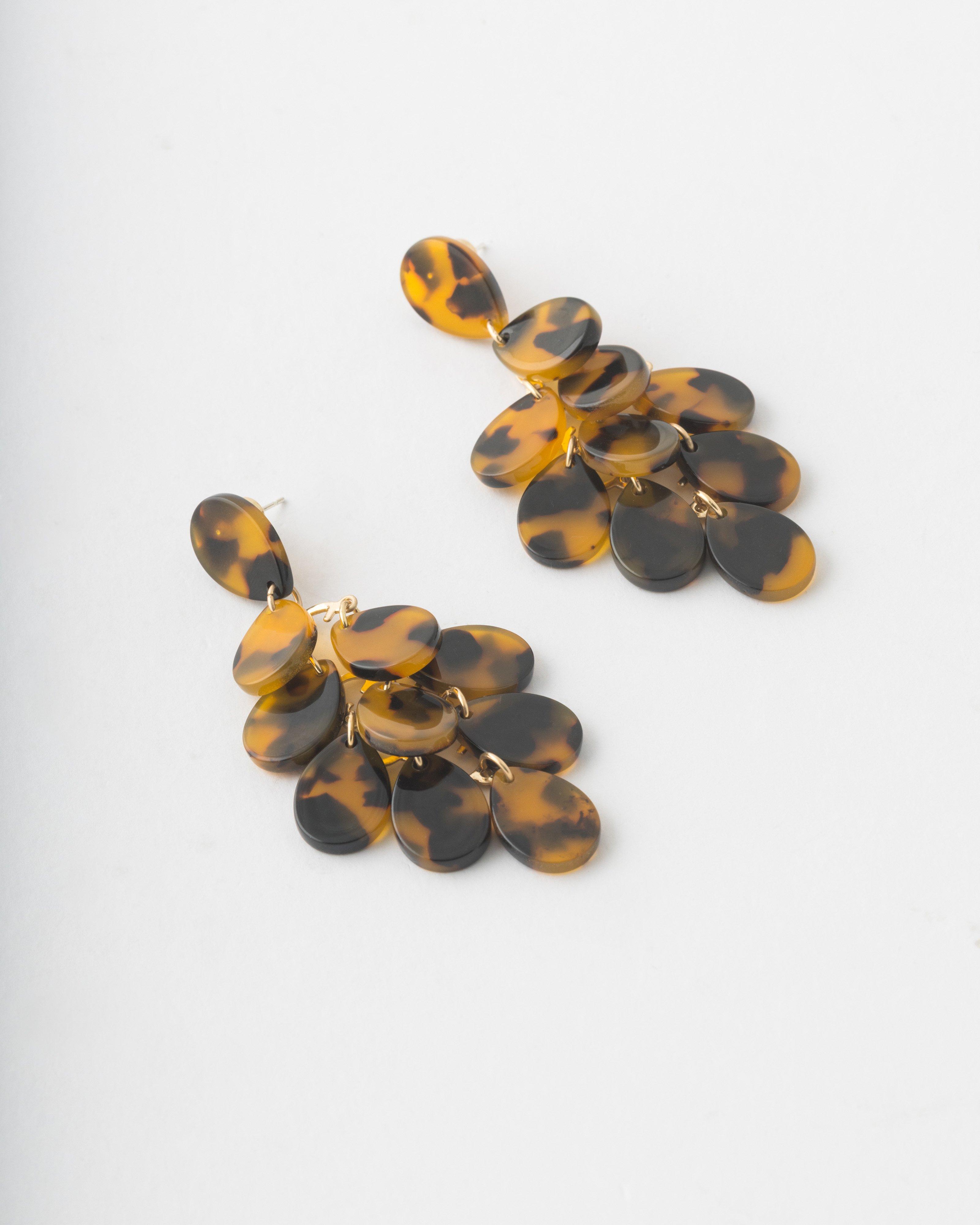 Resin Chandelier Earrings -  Brown