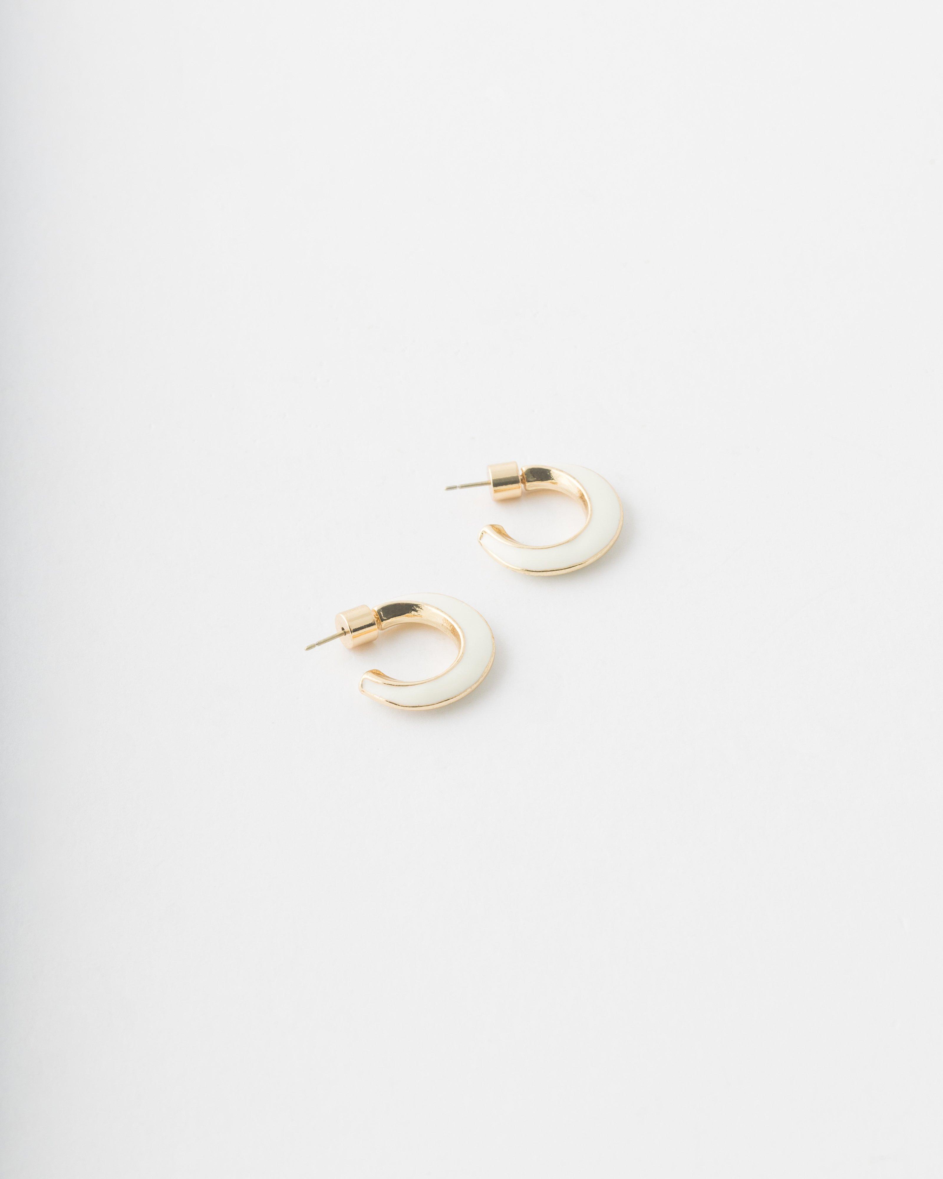 Angular Hoop Earrings -  Milk