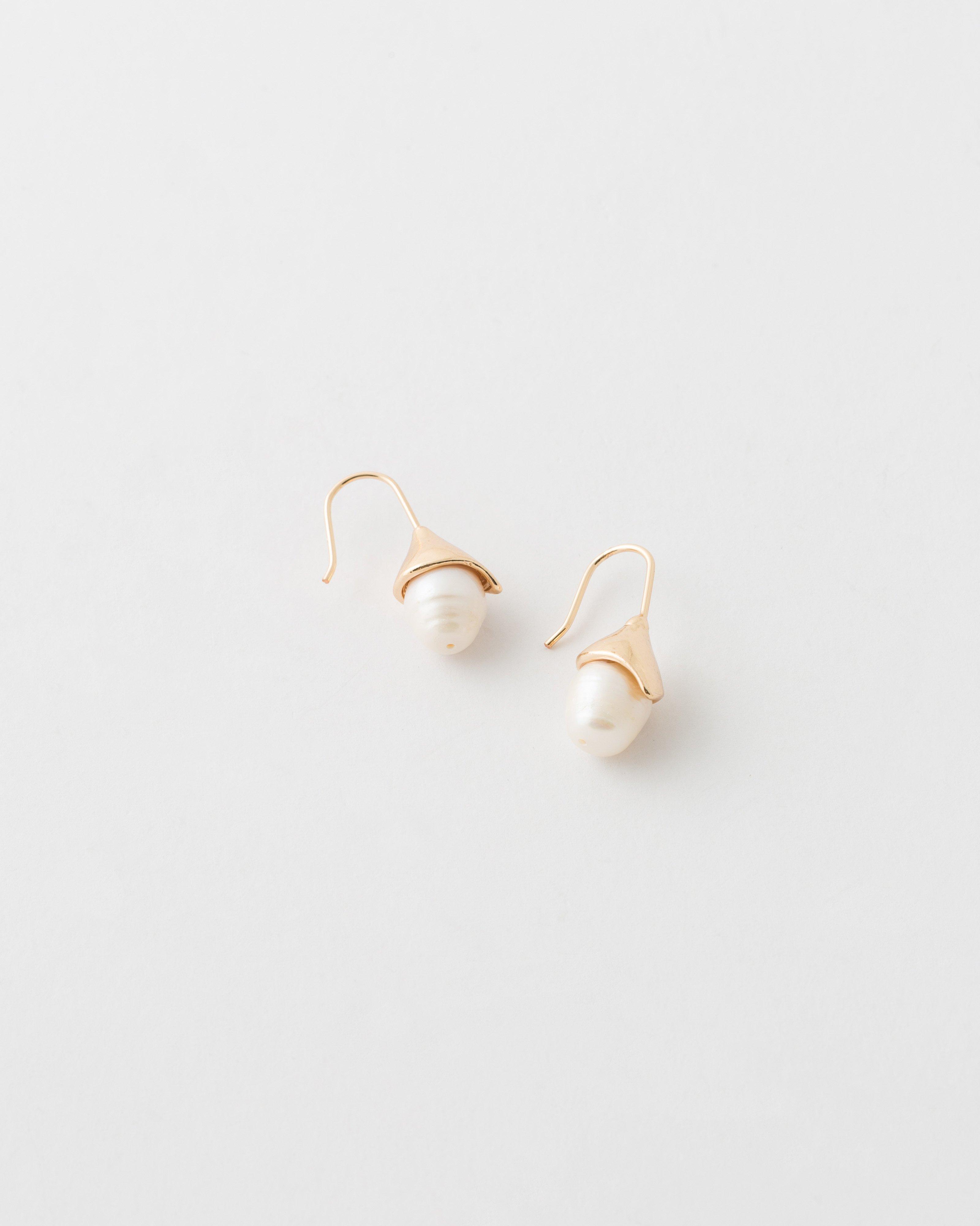 Gold Pearl Drop Earrings -  Gold