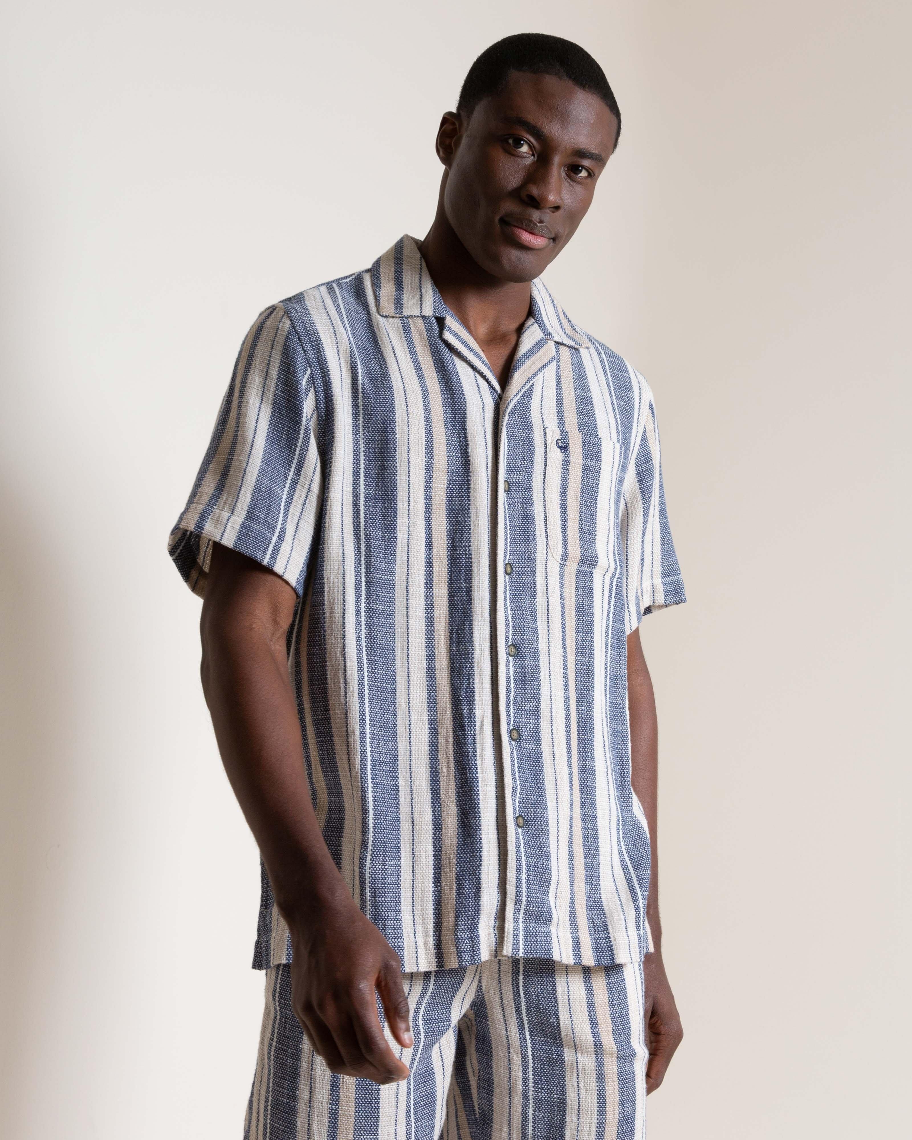 Old Khaki Men’s Bodhi Textured Striped Shirt -  Blue