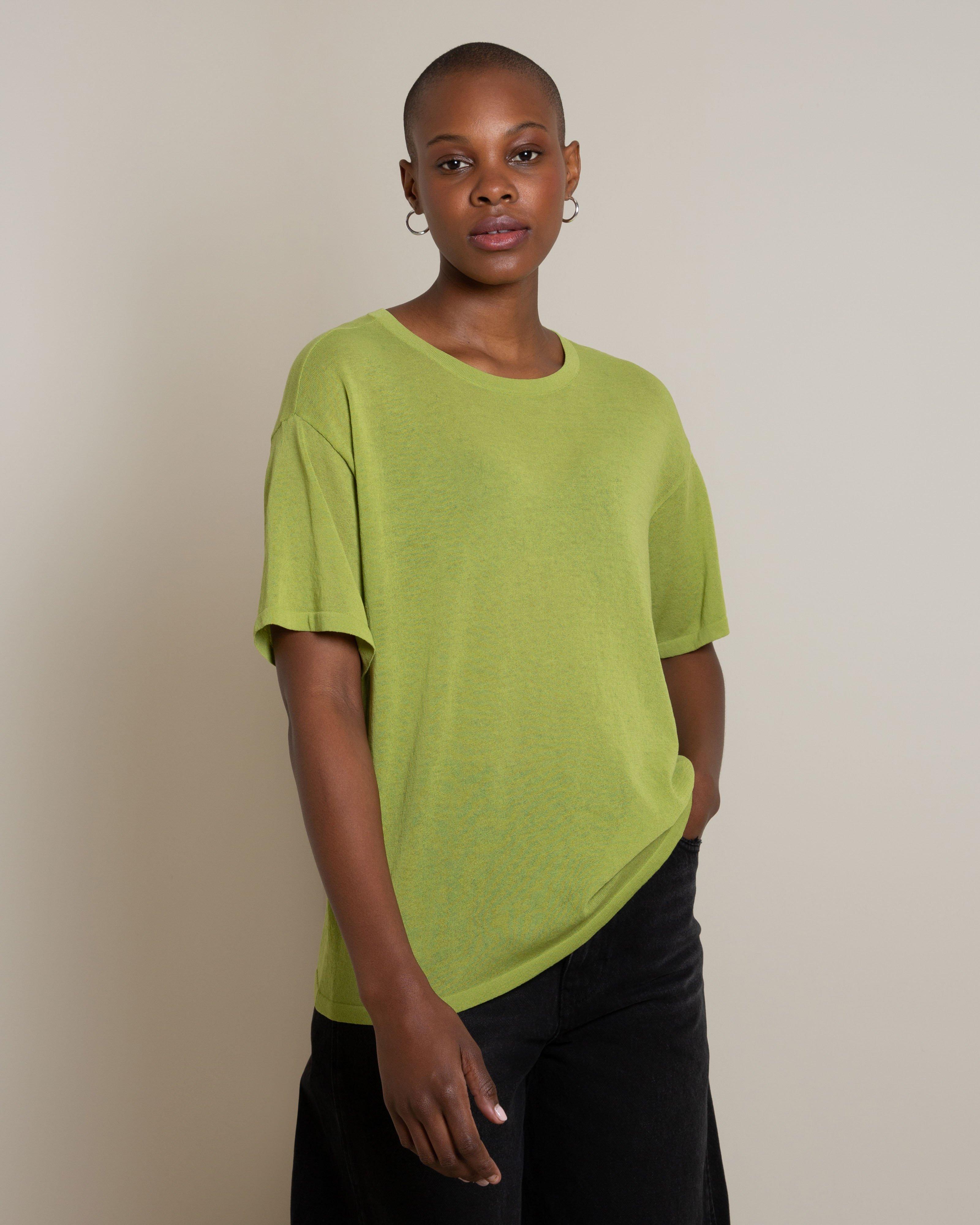  Amber Knit Sheer Tee -  Green