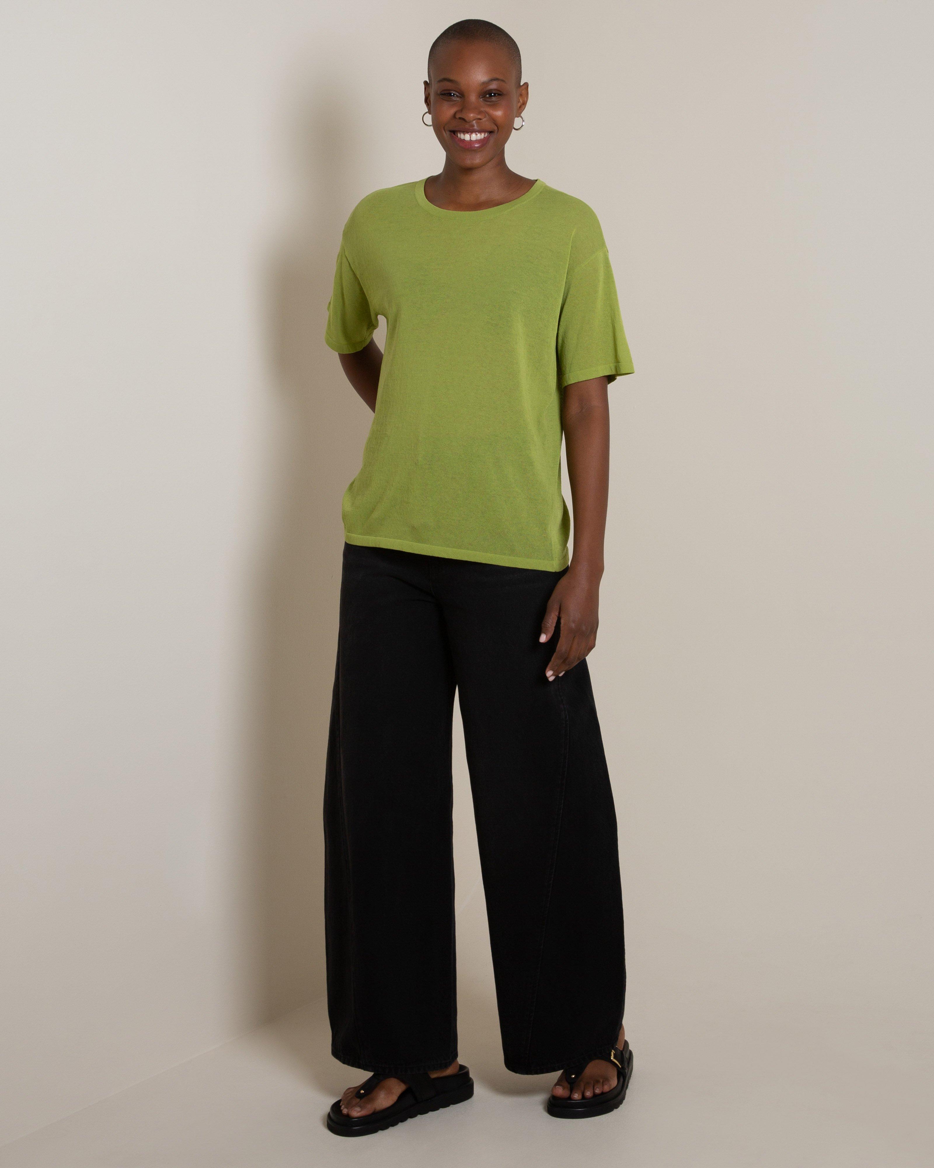  Amber Knit Sheer Tee -  Green