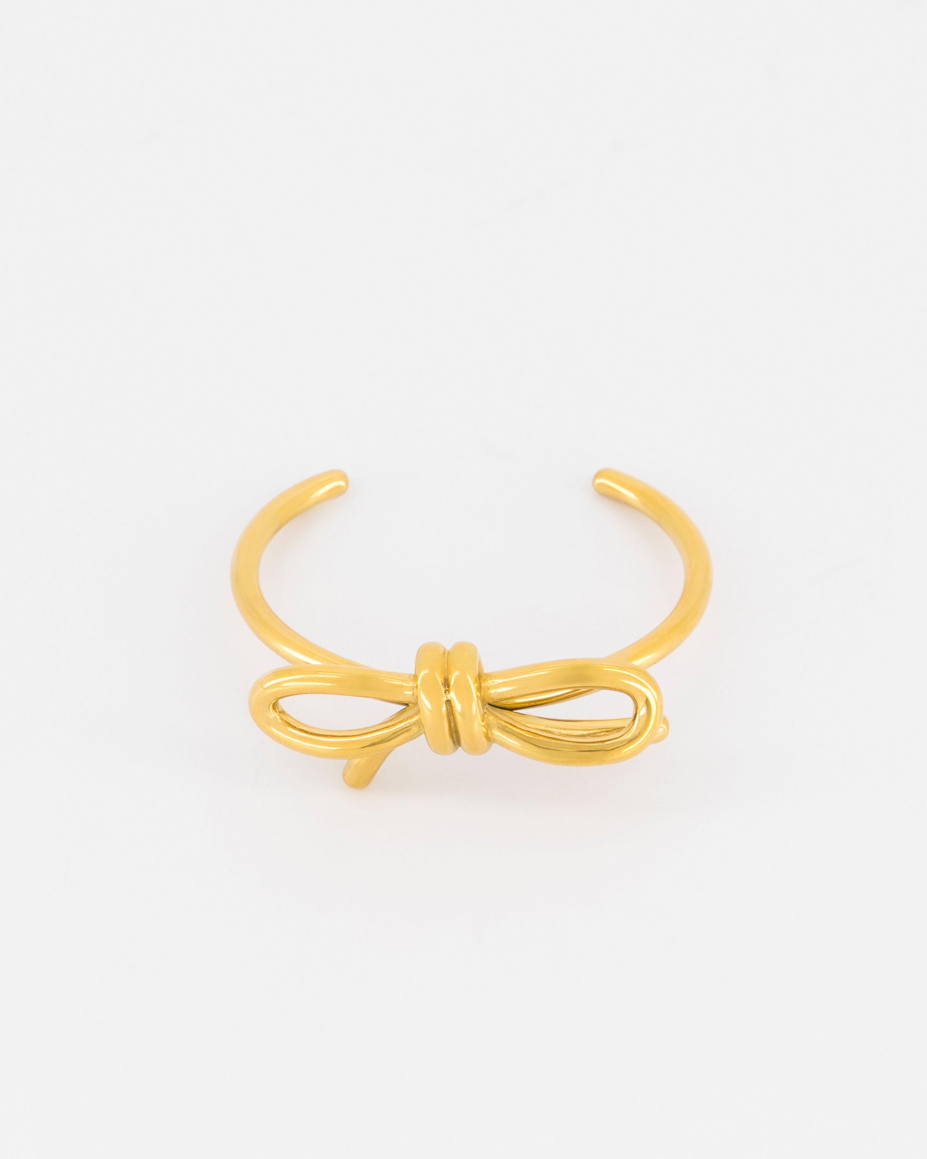 Stainless Steel Bow Bangle -  Gold