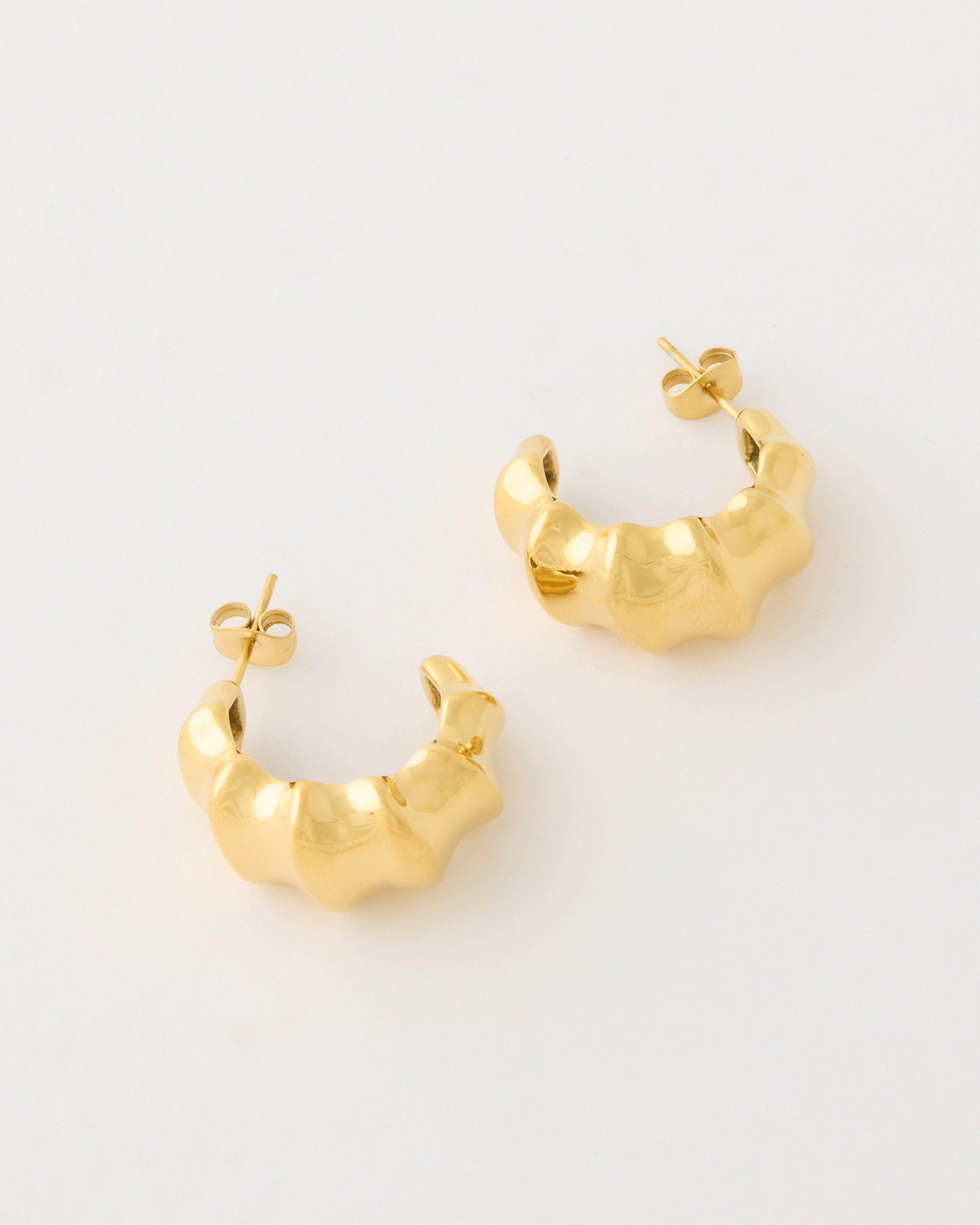 Stainless Steel Coral Earrings -  Gold
