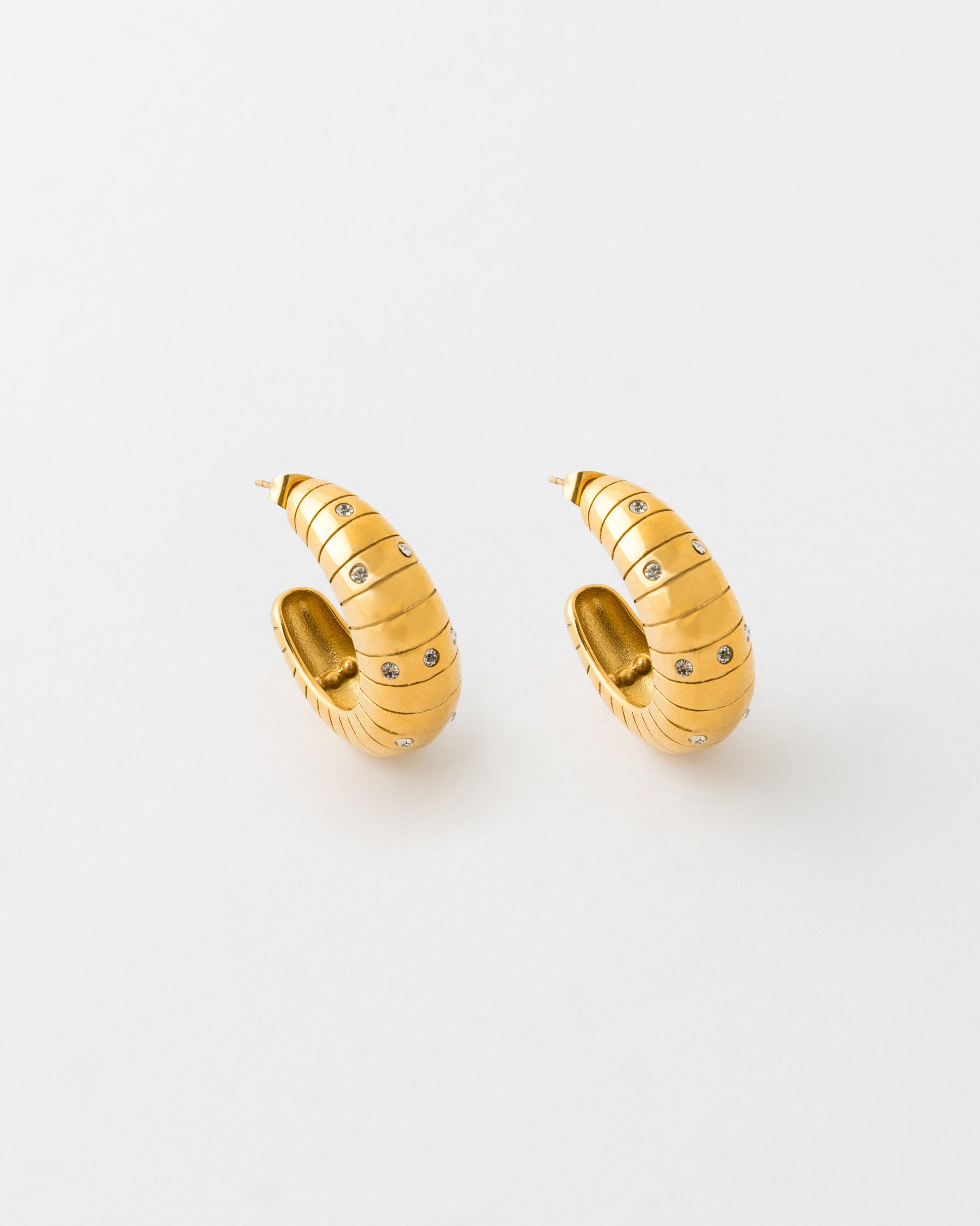  Stainless Steel Textured Earrings -  Gold