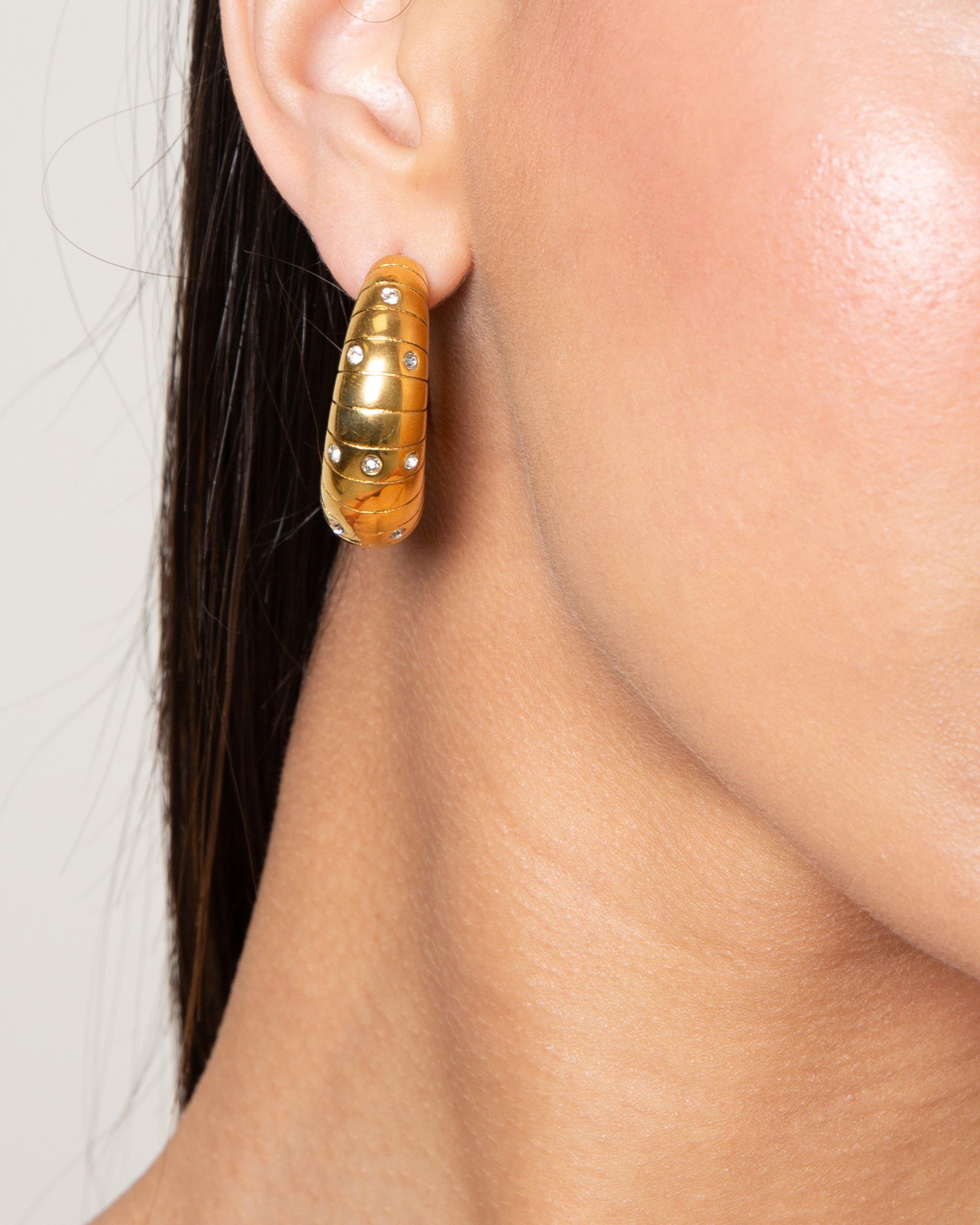  Stainless Steel Textured Earrings -  Gold