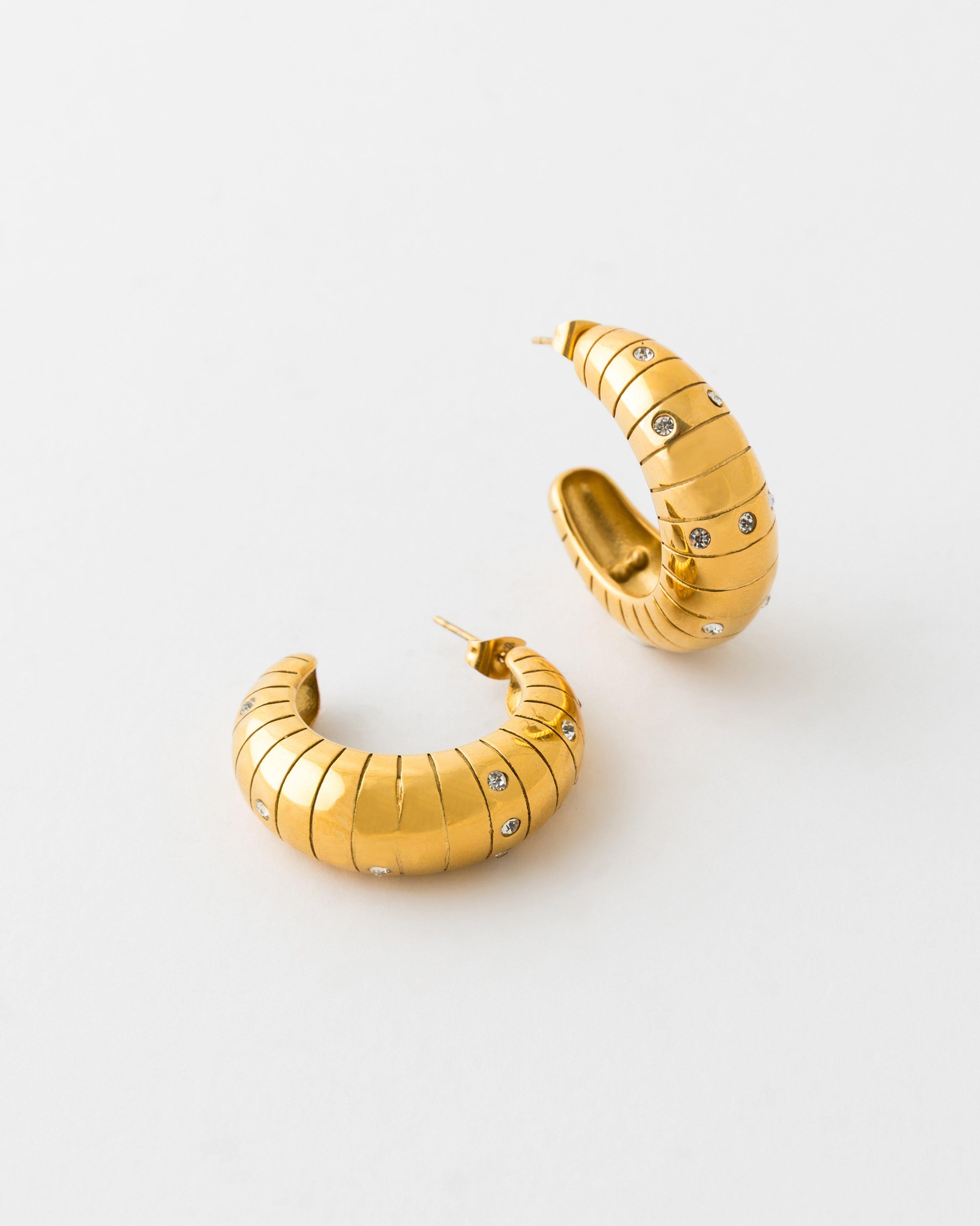  Stainless Steel Textured Earrings -  Gold