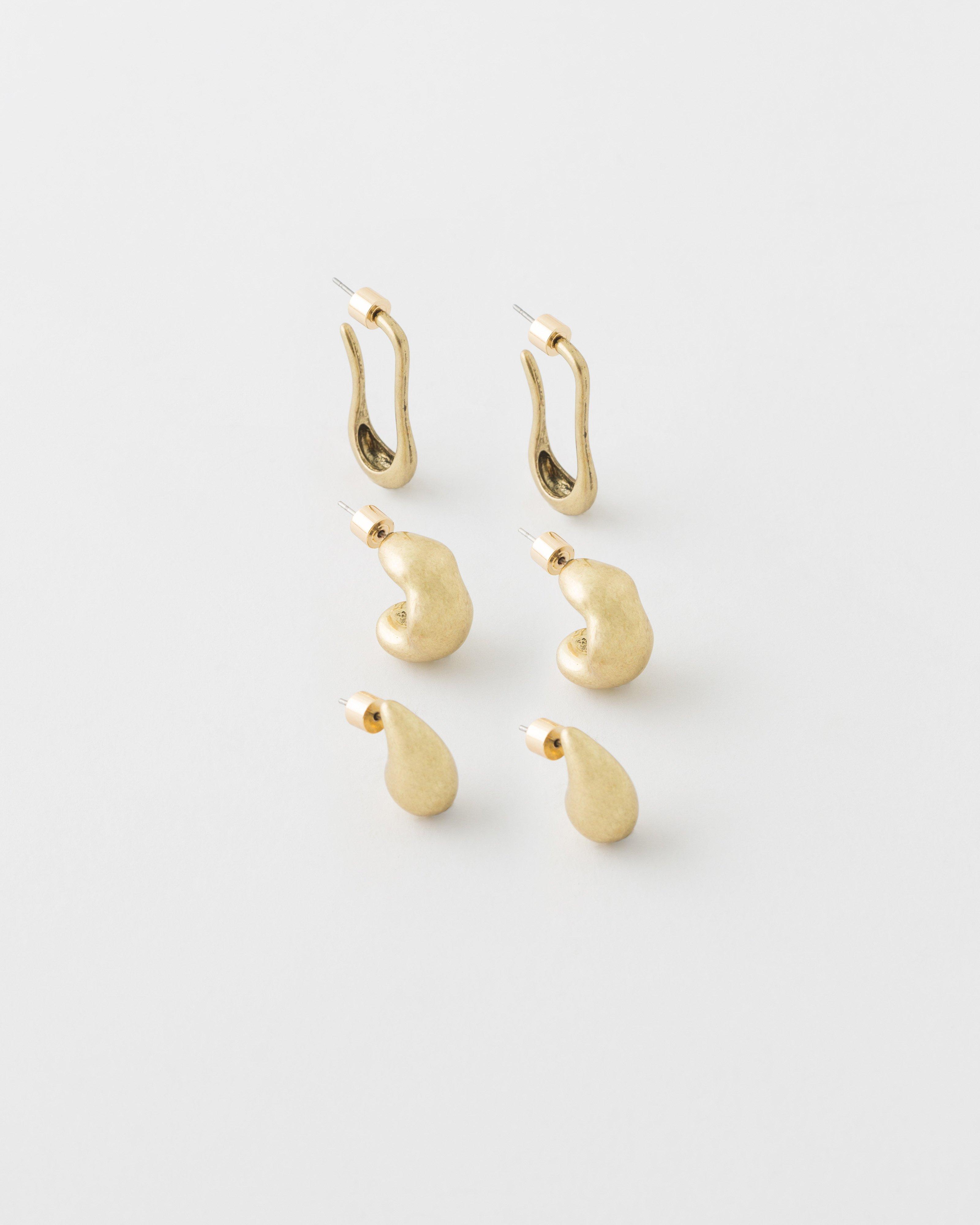 3-Pack Earrings  -  Gold
