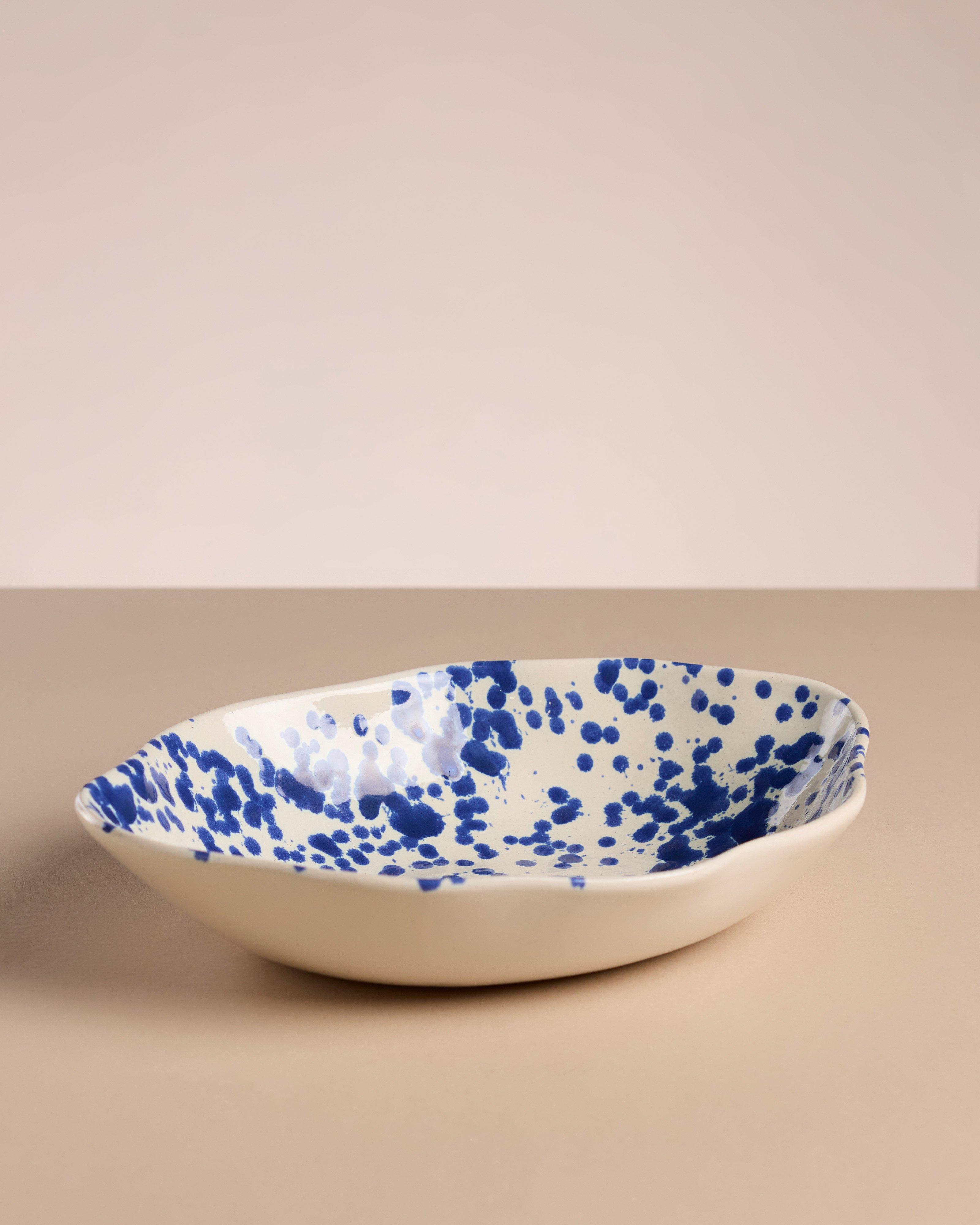 Flutter Medium Oval Splatter Bowl -  Blue