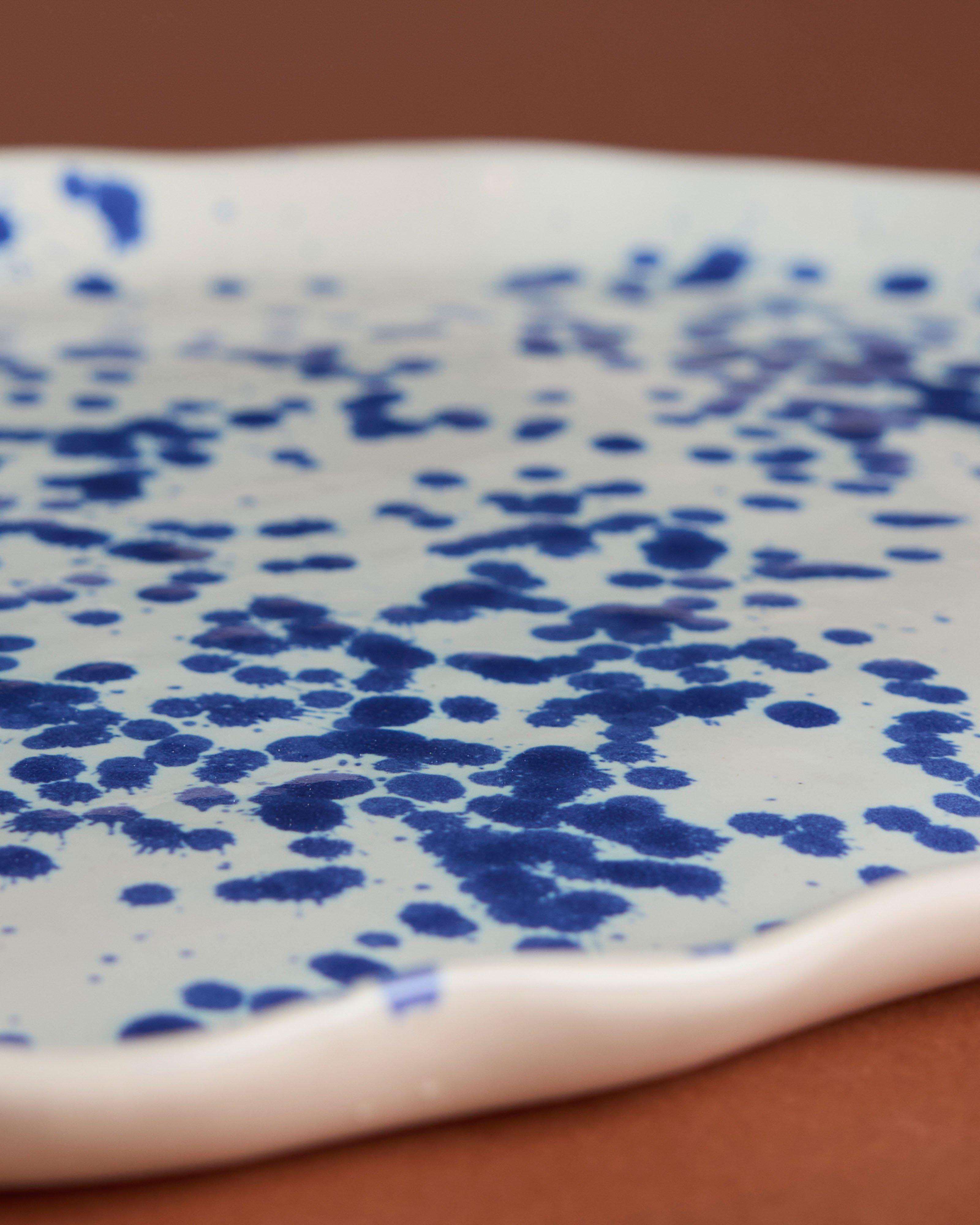 Flutter Large Oval Splatter Platter -  Blue