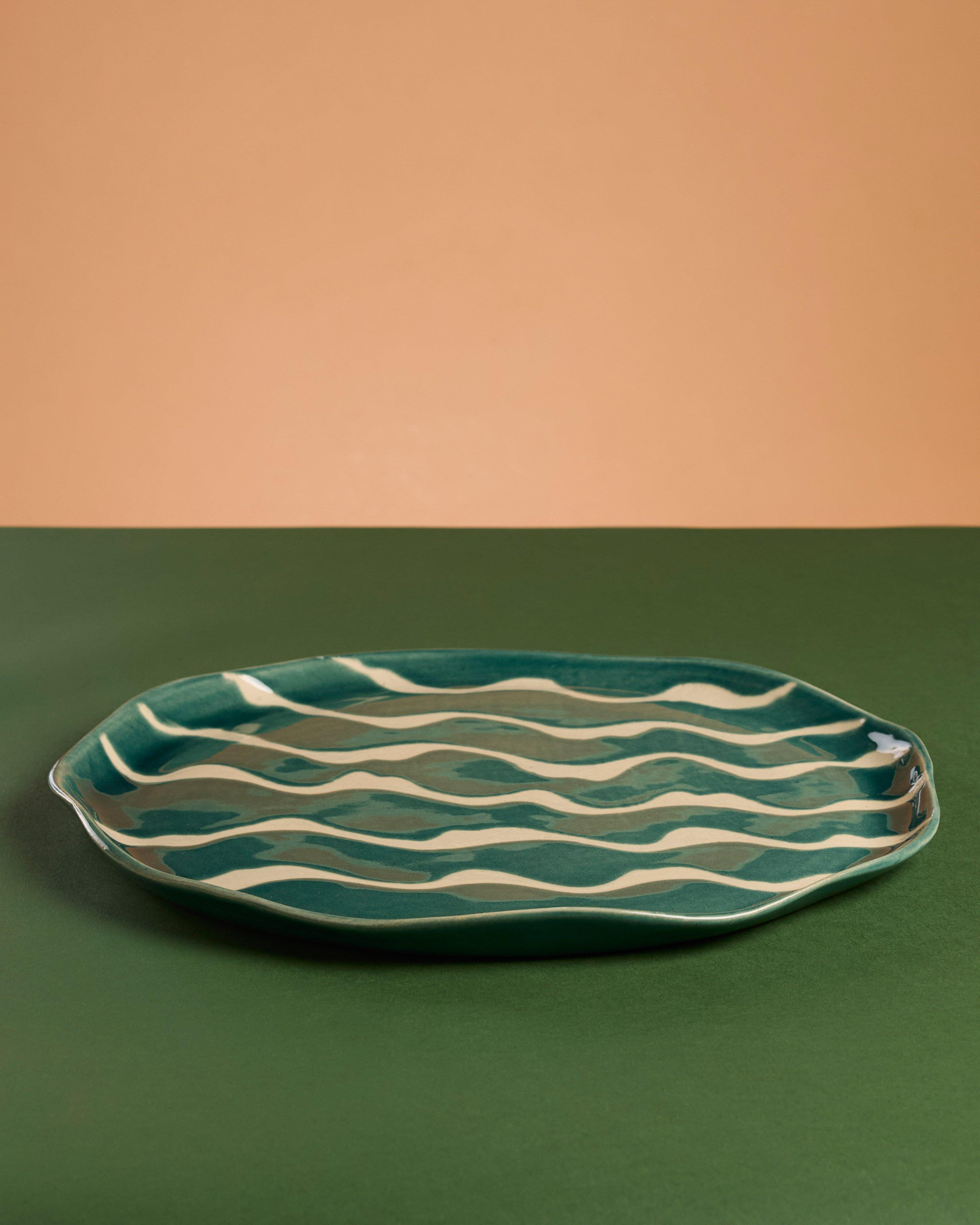 Drunken Wiggle Platter -  Teal