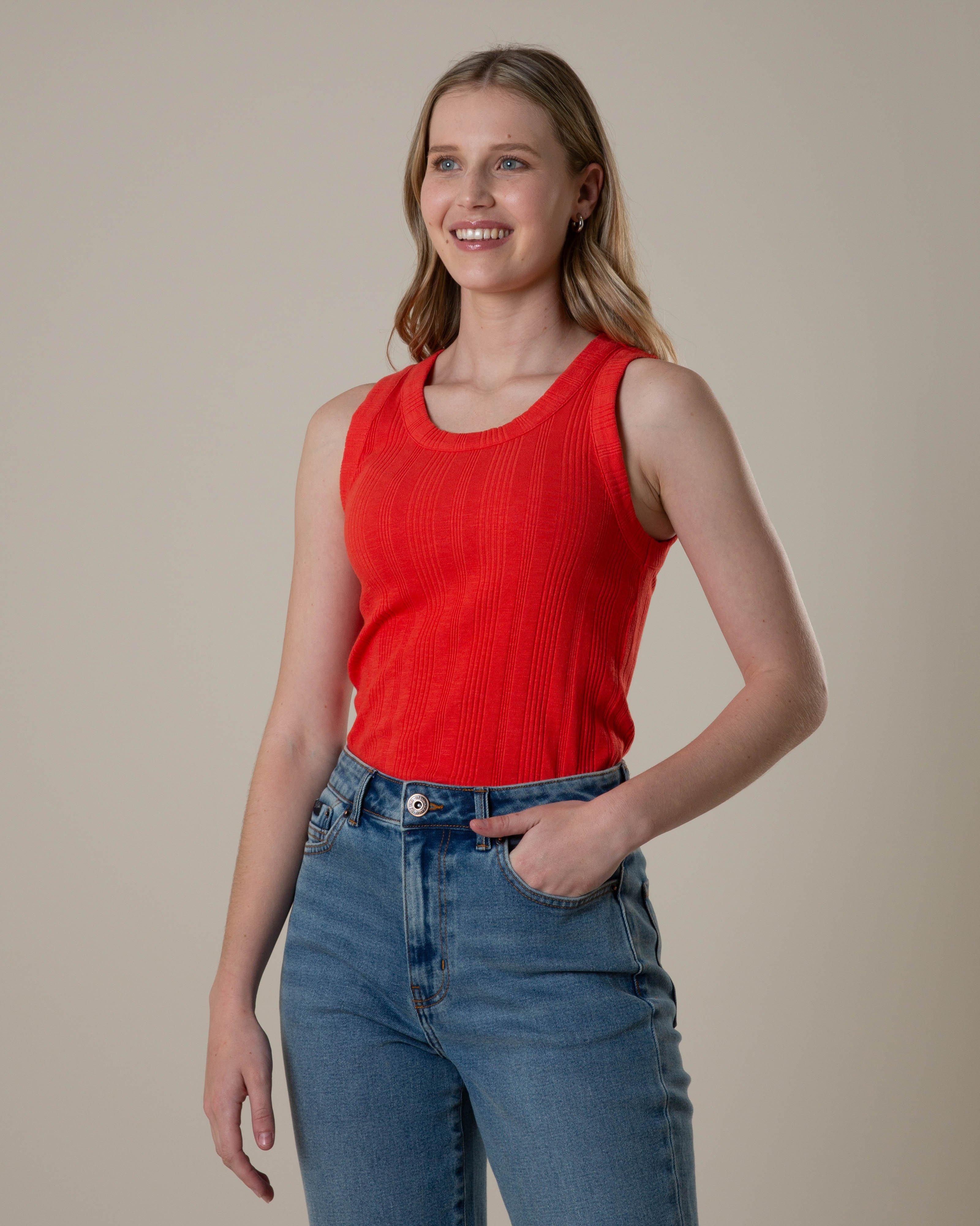 Rare Earth Women's Blossom Rib Tank Top -  Coral
