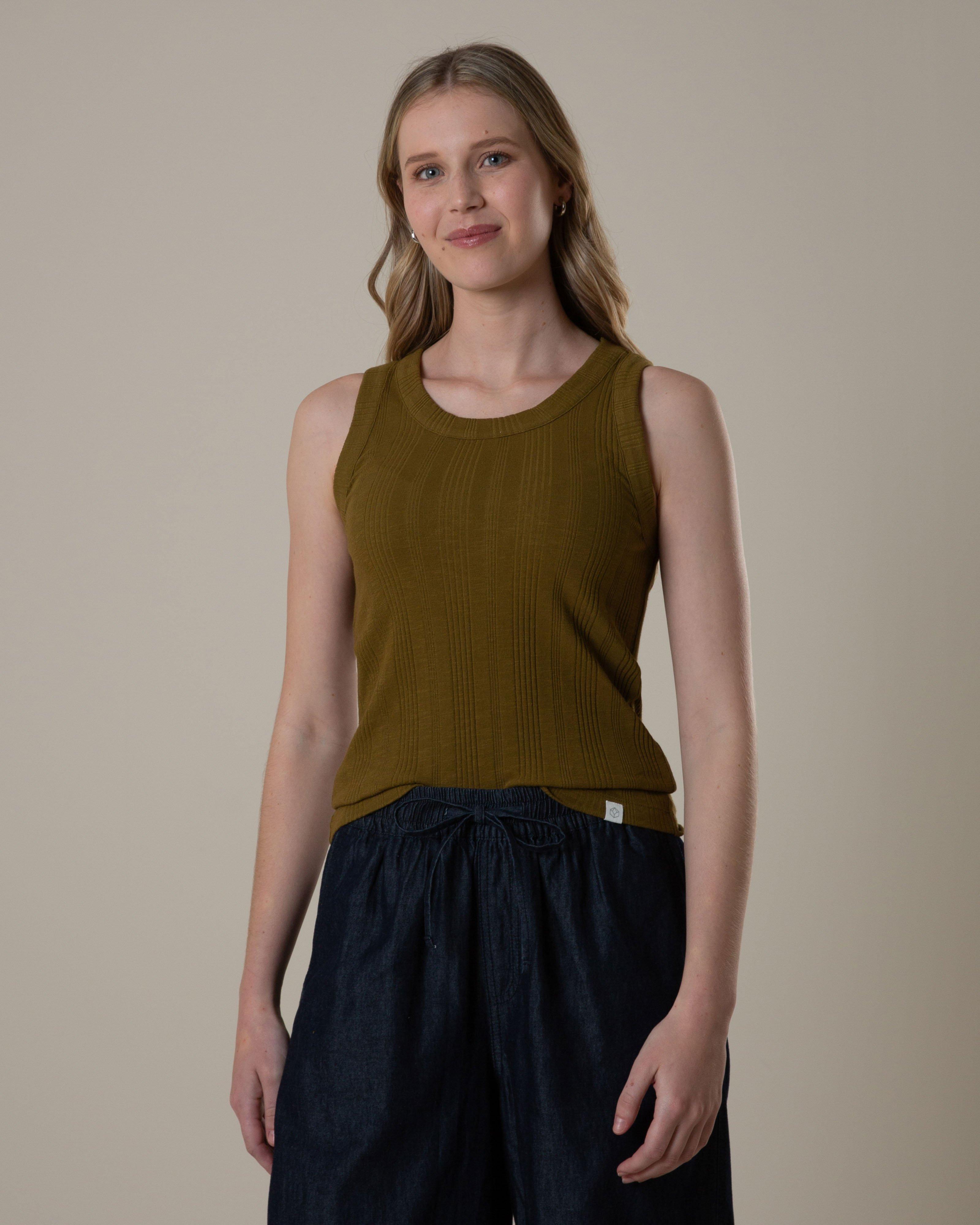 Rare Earth Women's Blossom Rib Tank Top -  Dark Olive